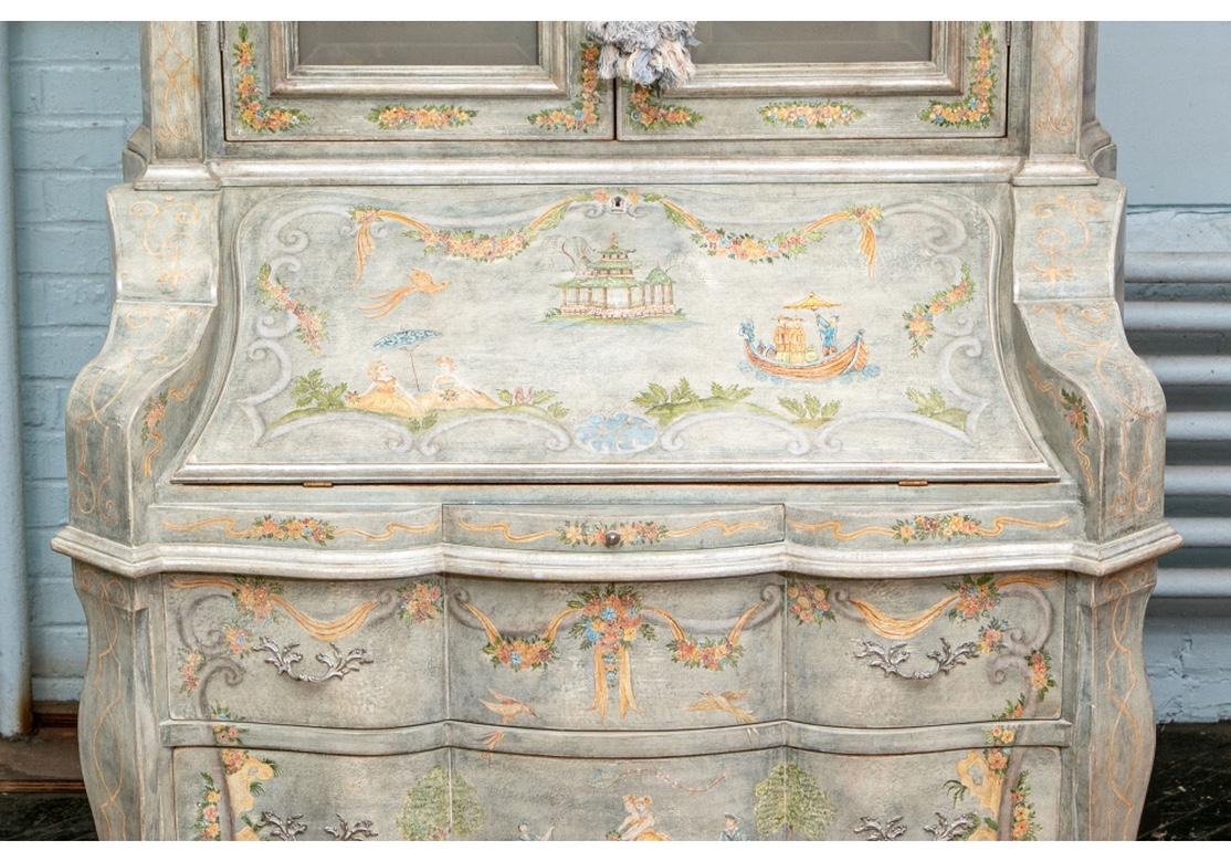 Armoire secrétaire/bureau de style baroque raffinée décorée et peinte en vente 6