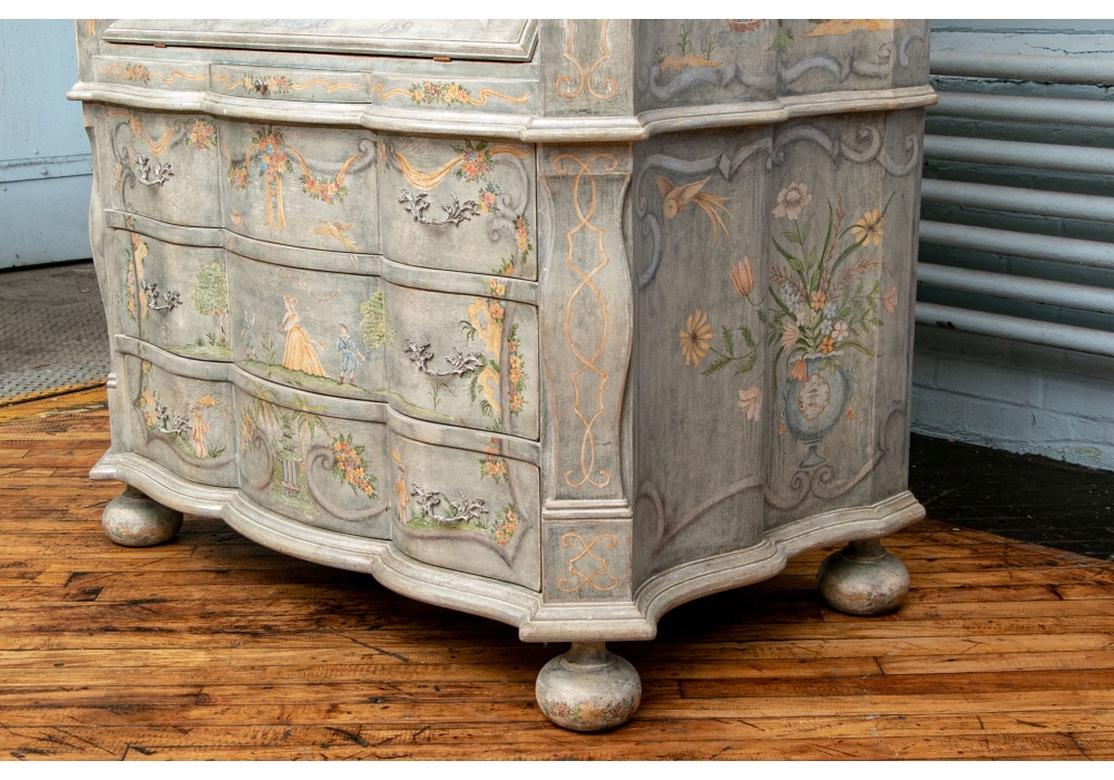 Fine Paint Decorated Baroque Style Armoire Secretary/ Desk In Good Condition For Sale In Bridgeport, CT