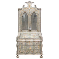 Armoire secrétaire/bureau de style baroque raffinée décorée et peinte