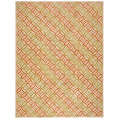 Erstaunlich Geometrisches Muster Zeitgenössische Handgefertigte Baumwolle Amerikanischer Hooked Rug