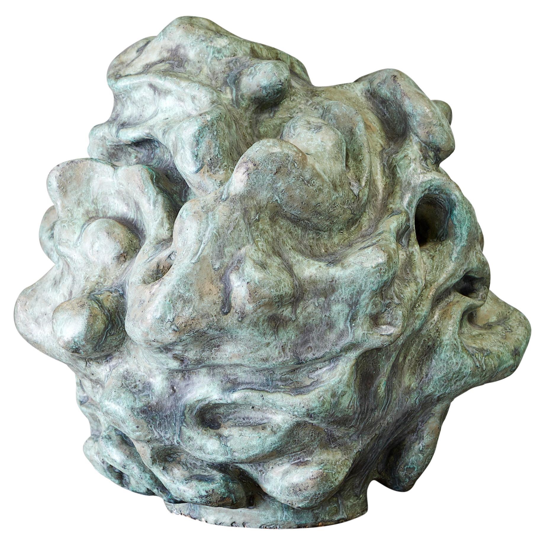 Astonishing Green Ceramic Earth Sculpture (Laura Malpique, 1993) For Sale