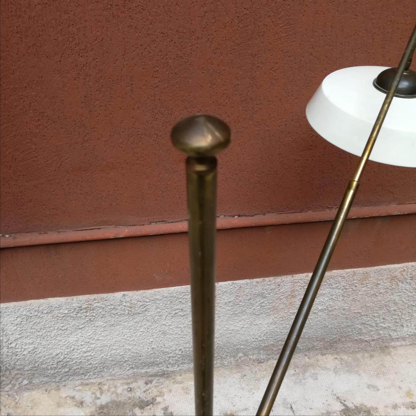 Mid-Century Modern Italian, Brass and White Painted Metal, Floor Lamp from 1950s