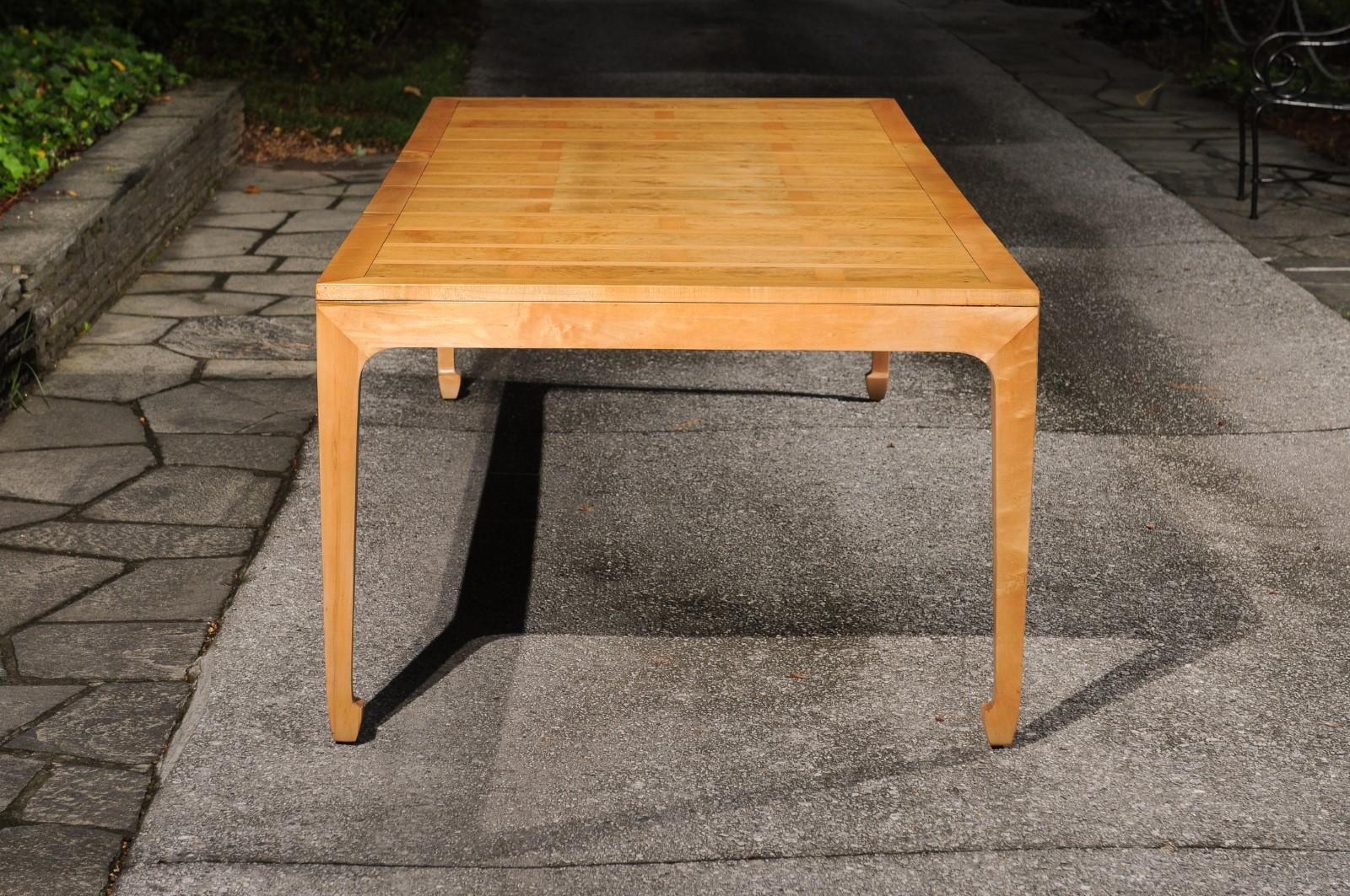 Étonnante table de salle à manger en érable et parqueterie d'orme assortie de Michael Taylor en vente 3