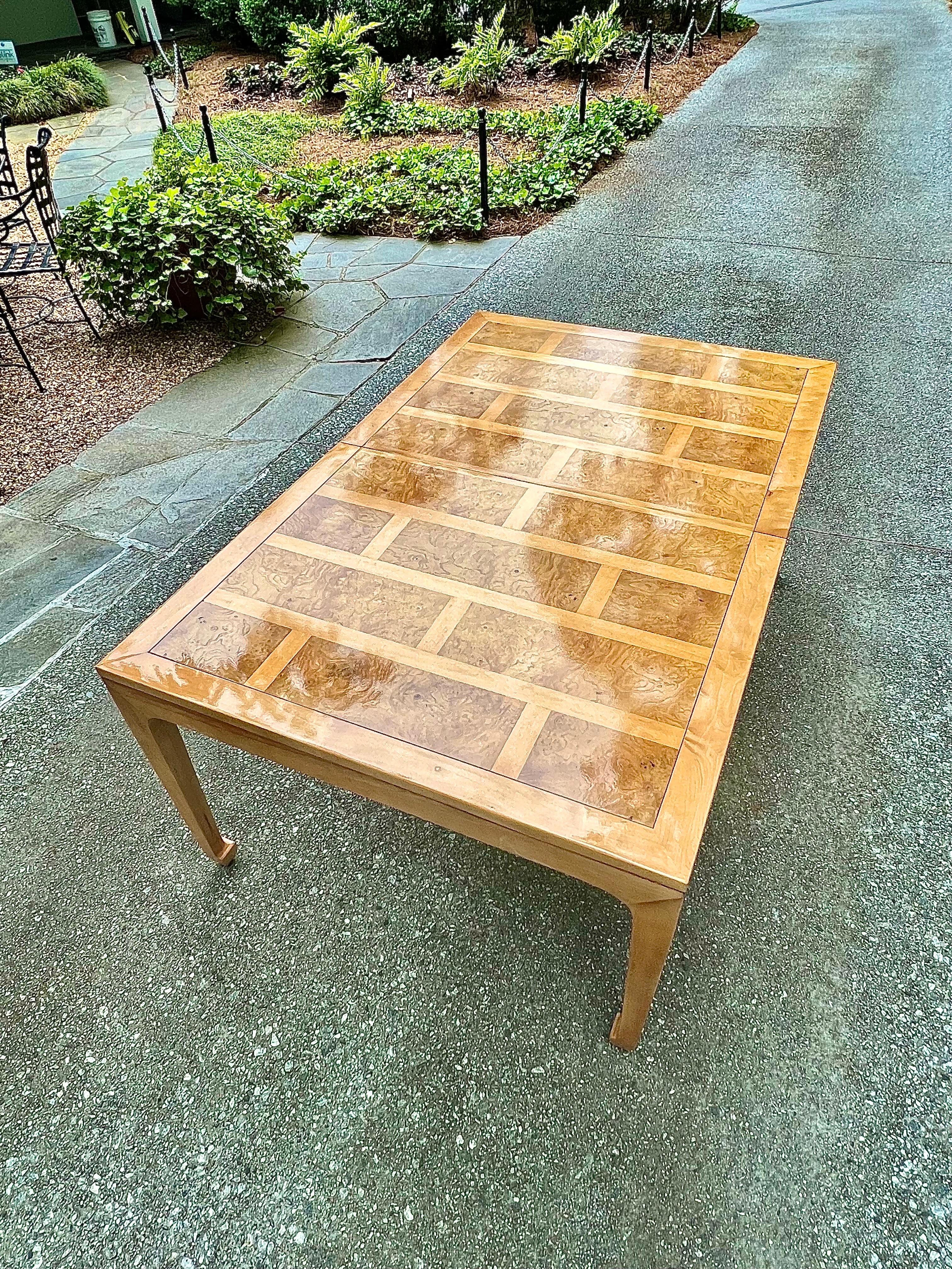 Astonishing Maple and Bookmatched Elm Parquetry Dining Table by Michael Taylor 6