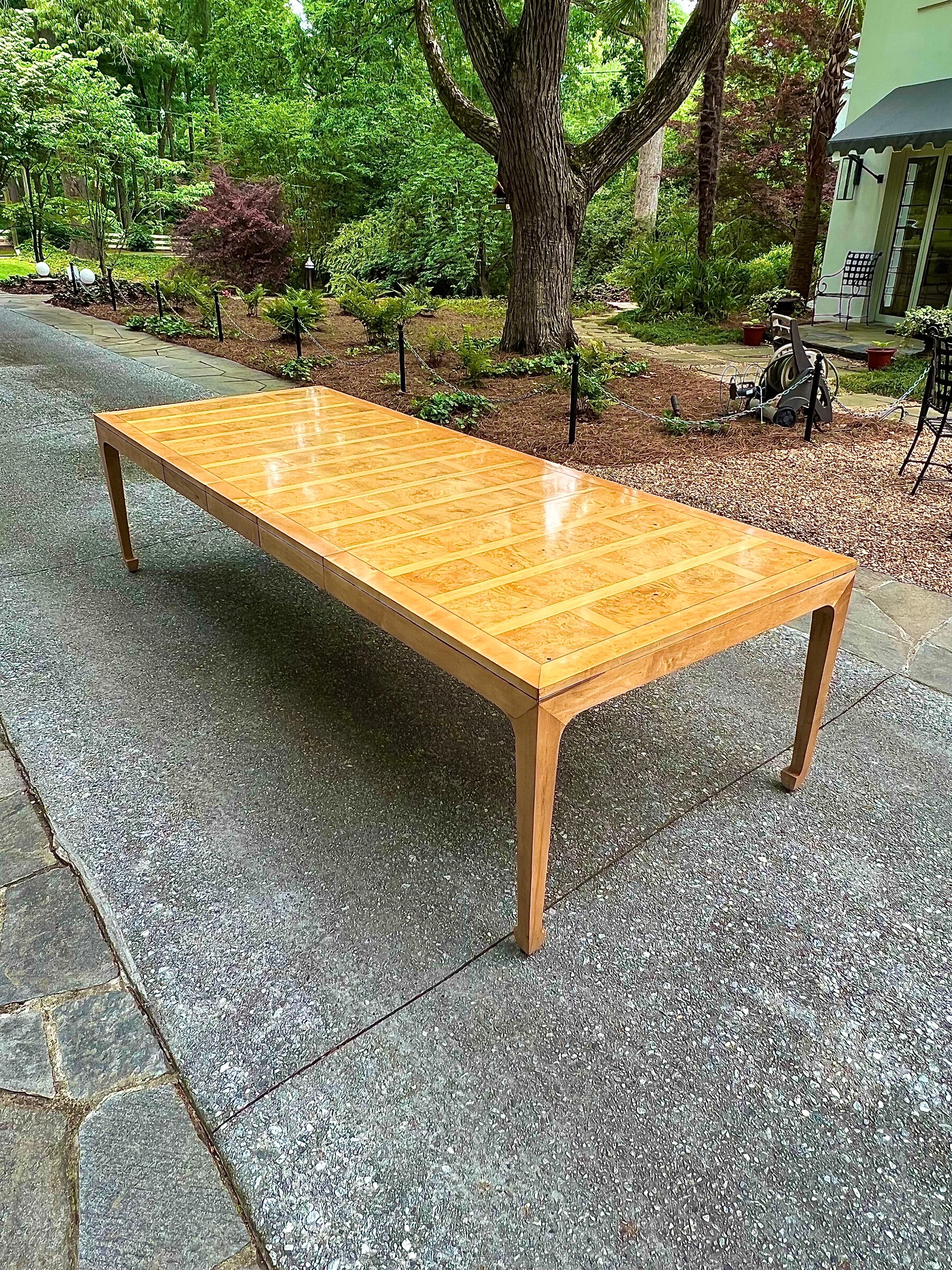 Astonishing Maple and Bookmatched Elm Parquetry Dining Table by Michael Taylor 8