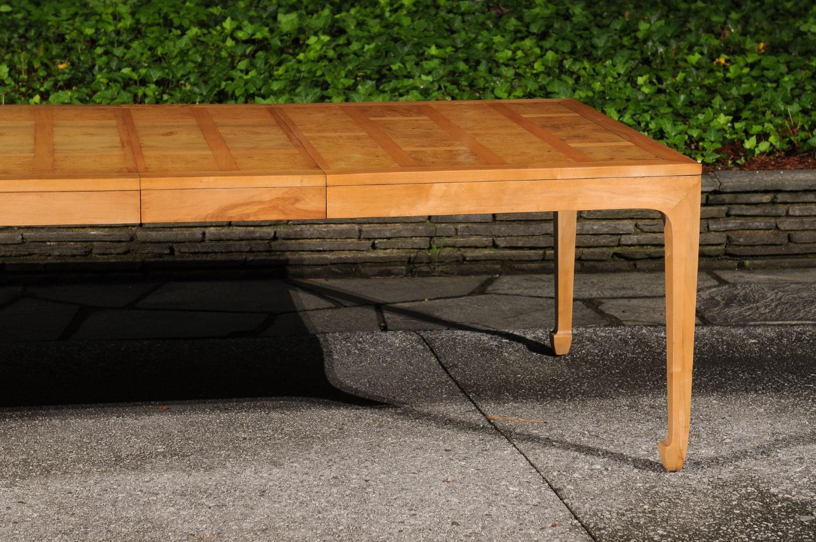 American Astonishing Maple and Bookmatched Elm Parquetry Dining Table by Michael Taylor For Sale