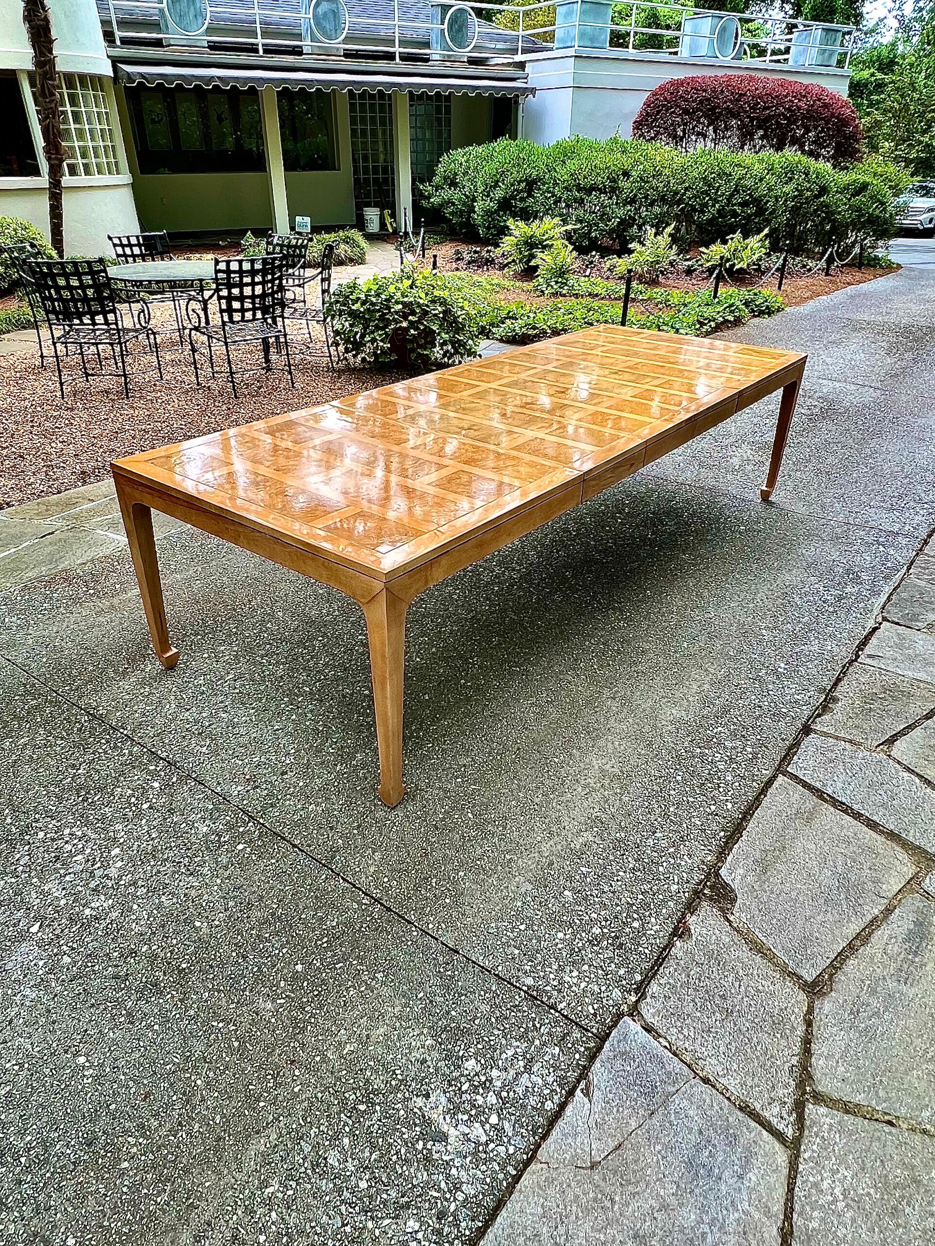 Astonishing Maple and Bookmatched Elm Parquetry Dining Table by Michael Taylor 3