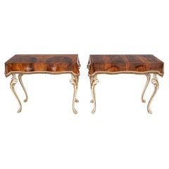 Vintage Astonishing Pair of Julia Gray Venetian Console Tables