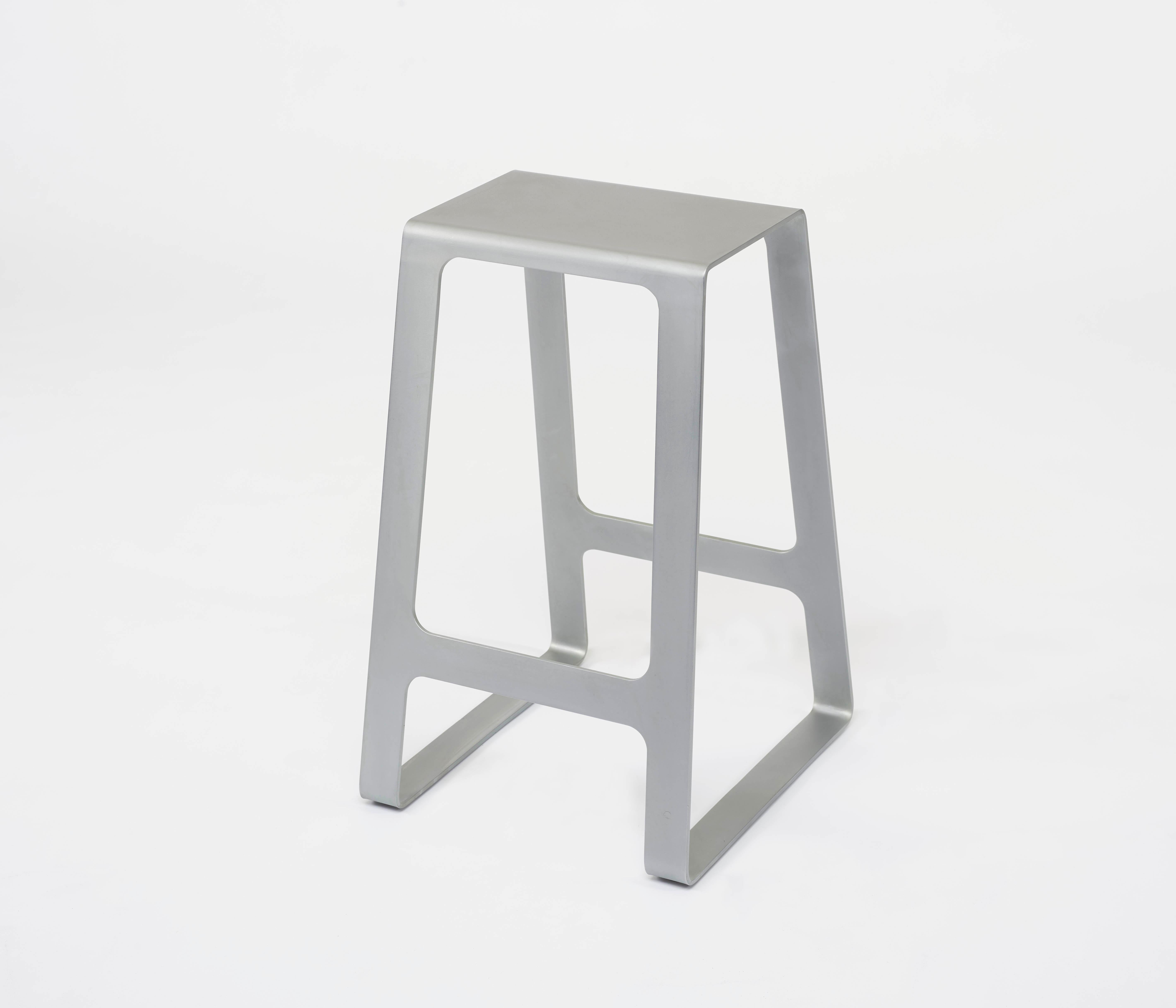 Minimalist A_Stool in Zinc-Plated Steel Counter Height Stool by Jonathan Nesci For Sale