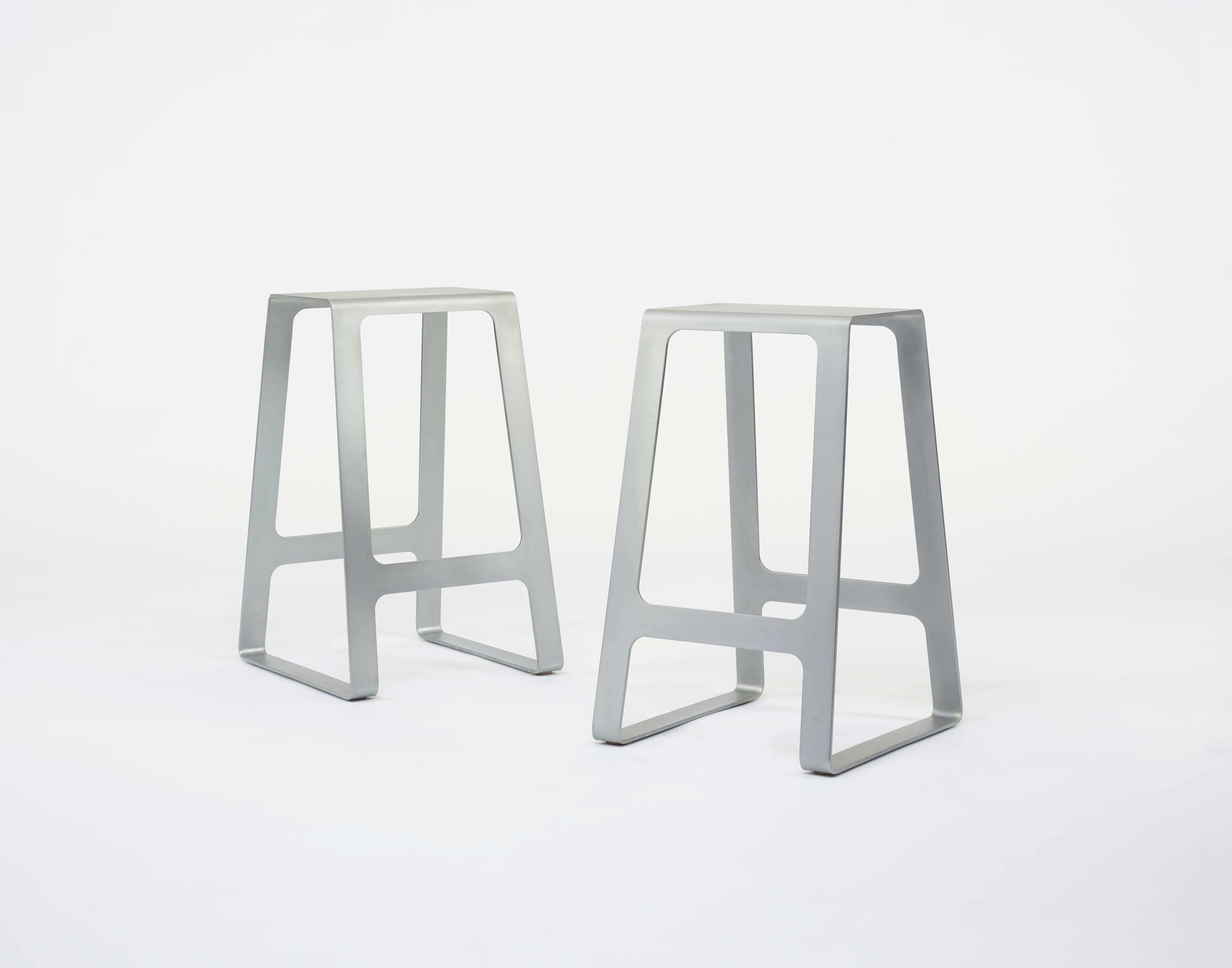 A_Stool in Zinc-Plated Steel Counter Height Stool by Jonathan Nesci In New Condition For Sale In Columbus, IN