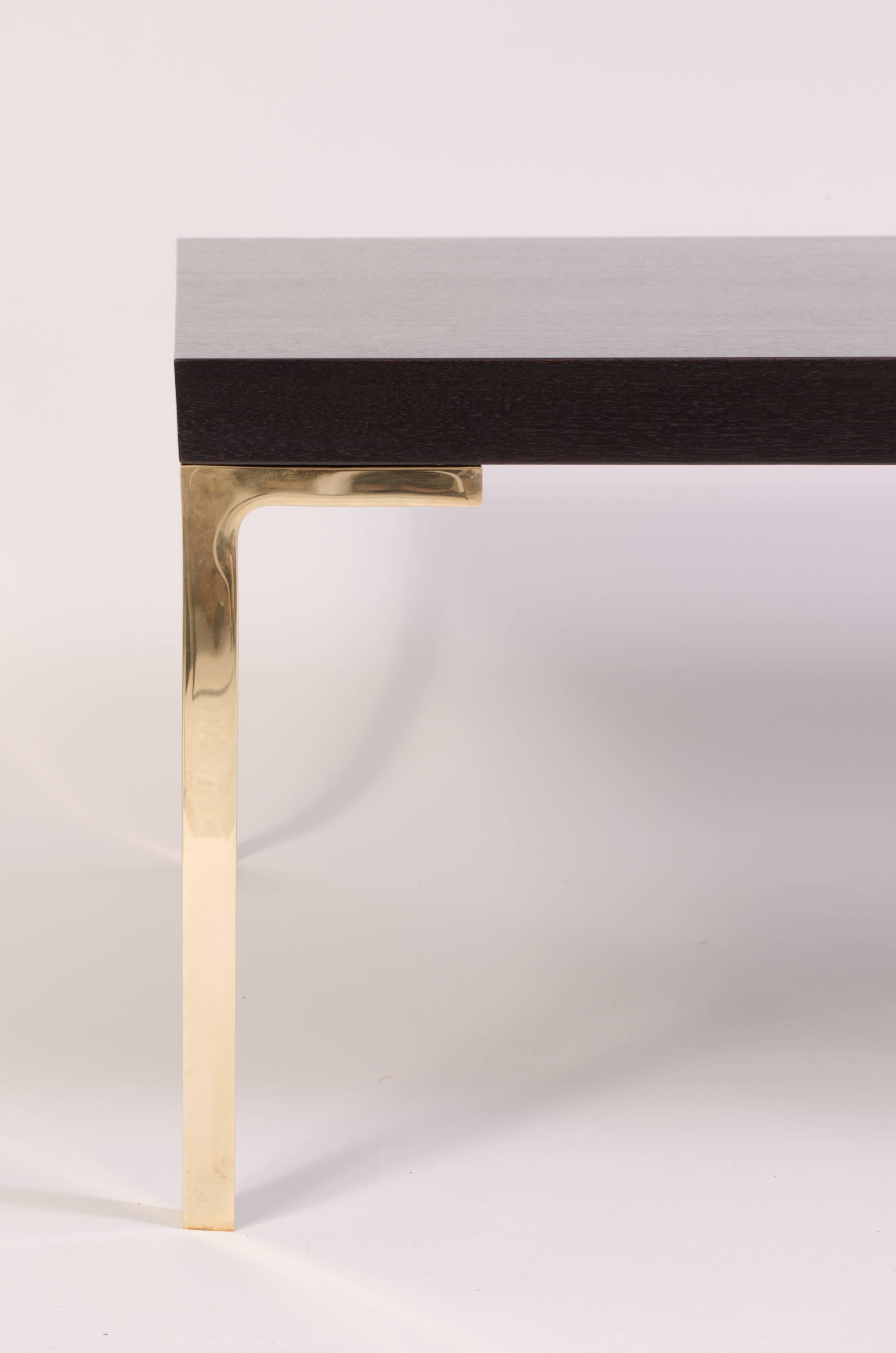 Modern Astor Cocktail Table in Ebonized Walnut with Brass Legs by Montage, 60