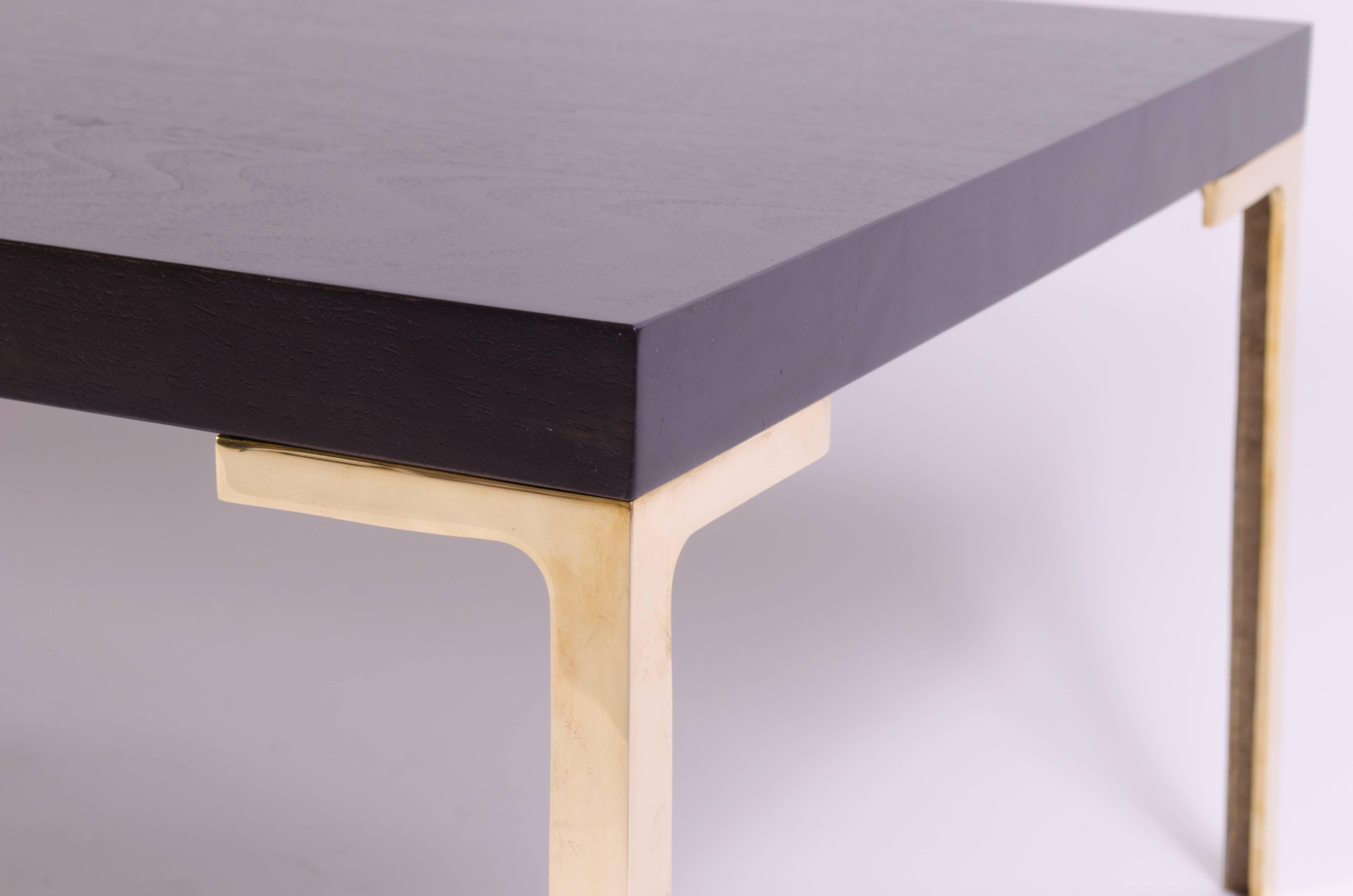 Astor Cocktail Table in Ebonized Walnut with Brass Legs by Montage, 60