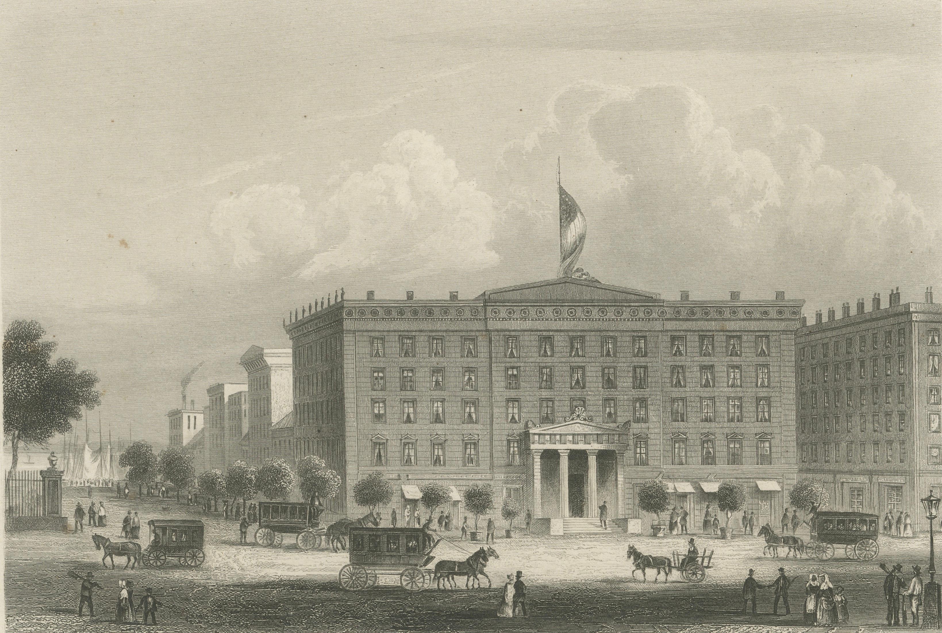 Astor House New York – Antique Broadway Hotel Steel Engraving 1850s
