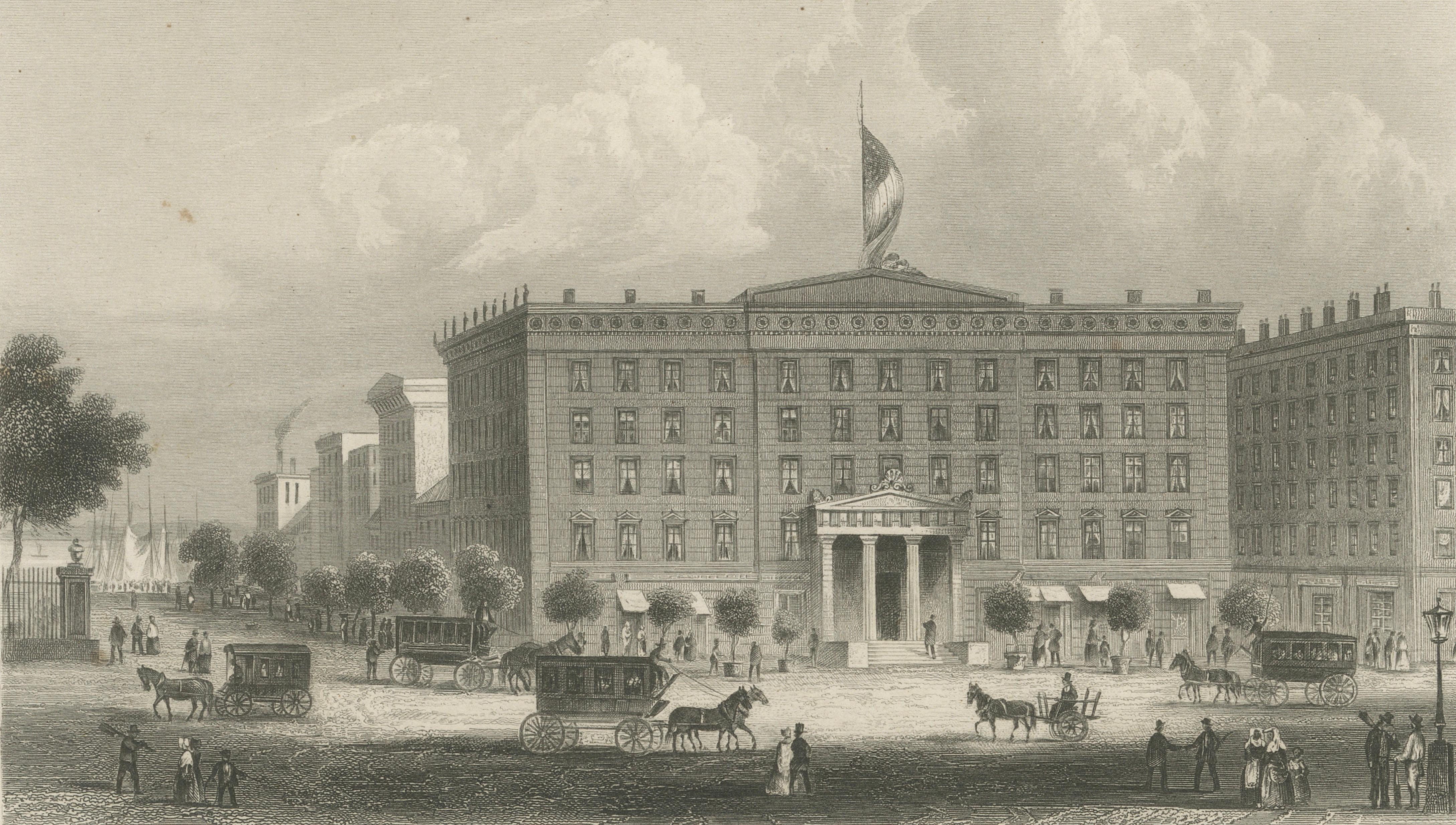 Astor House New York – Antique Broadway Hotel Steel Engraving 1850s