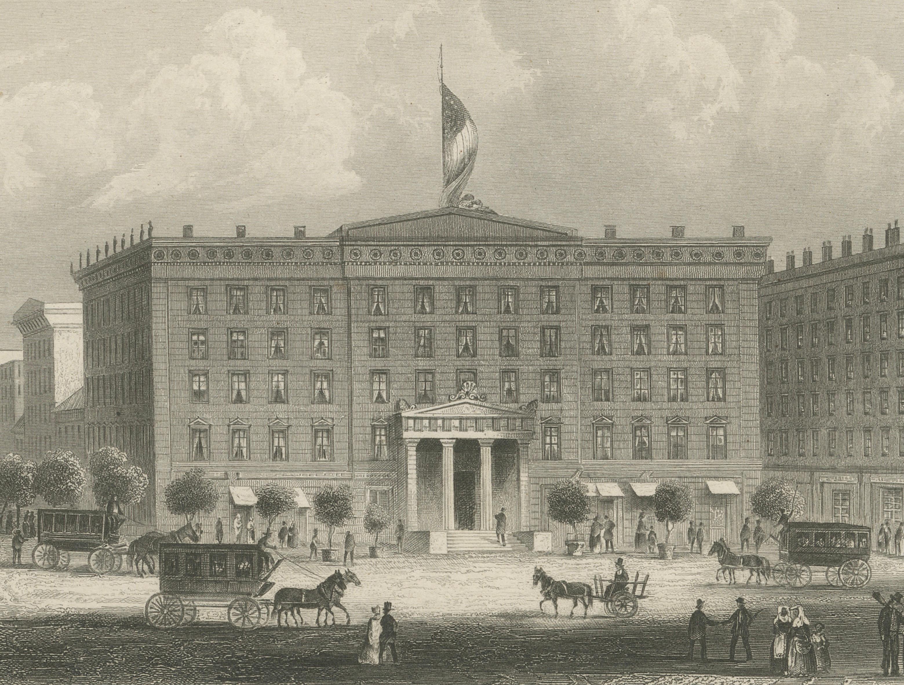 Astor House New York – Antique Broadway Hotel Steel Engraving 1850s