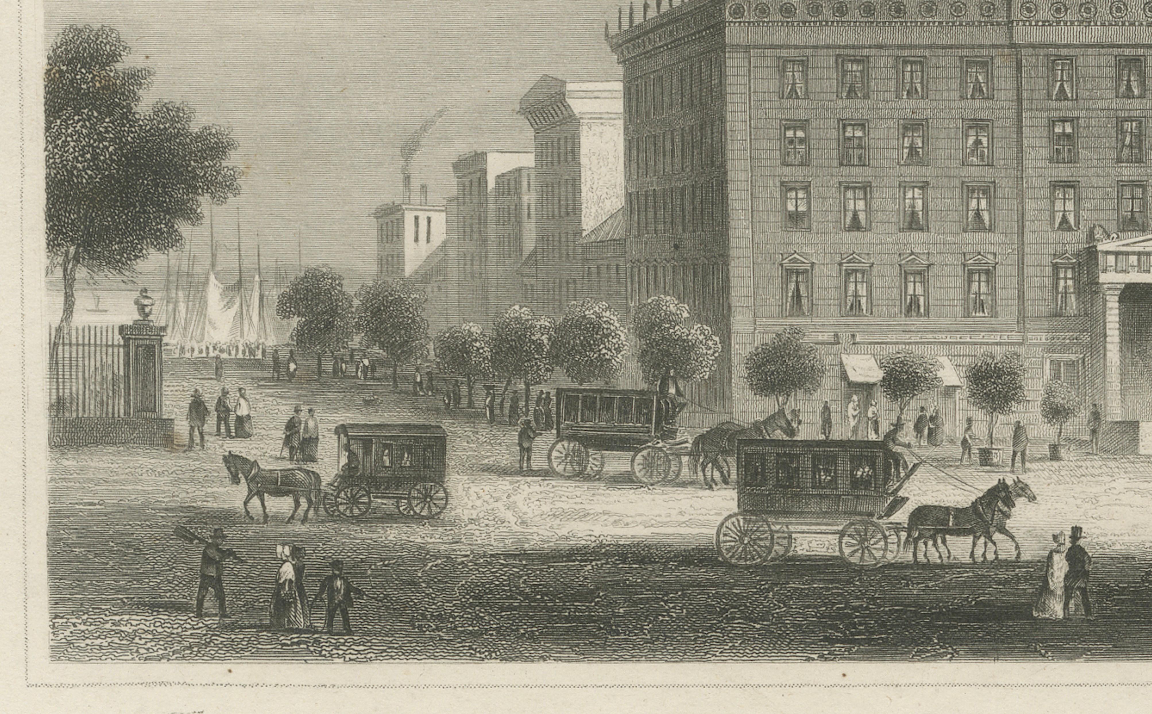 Astor House New York – Antique Broadway Hotel Steel Engraving 1850s