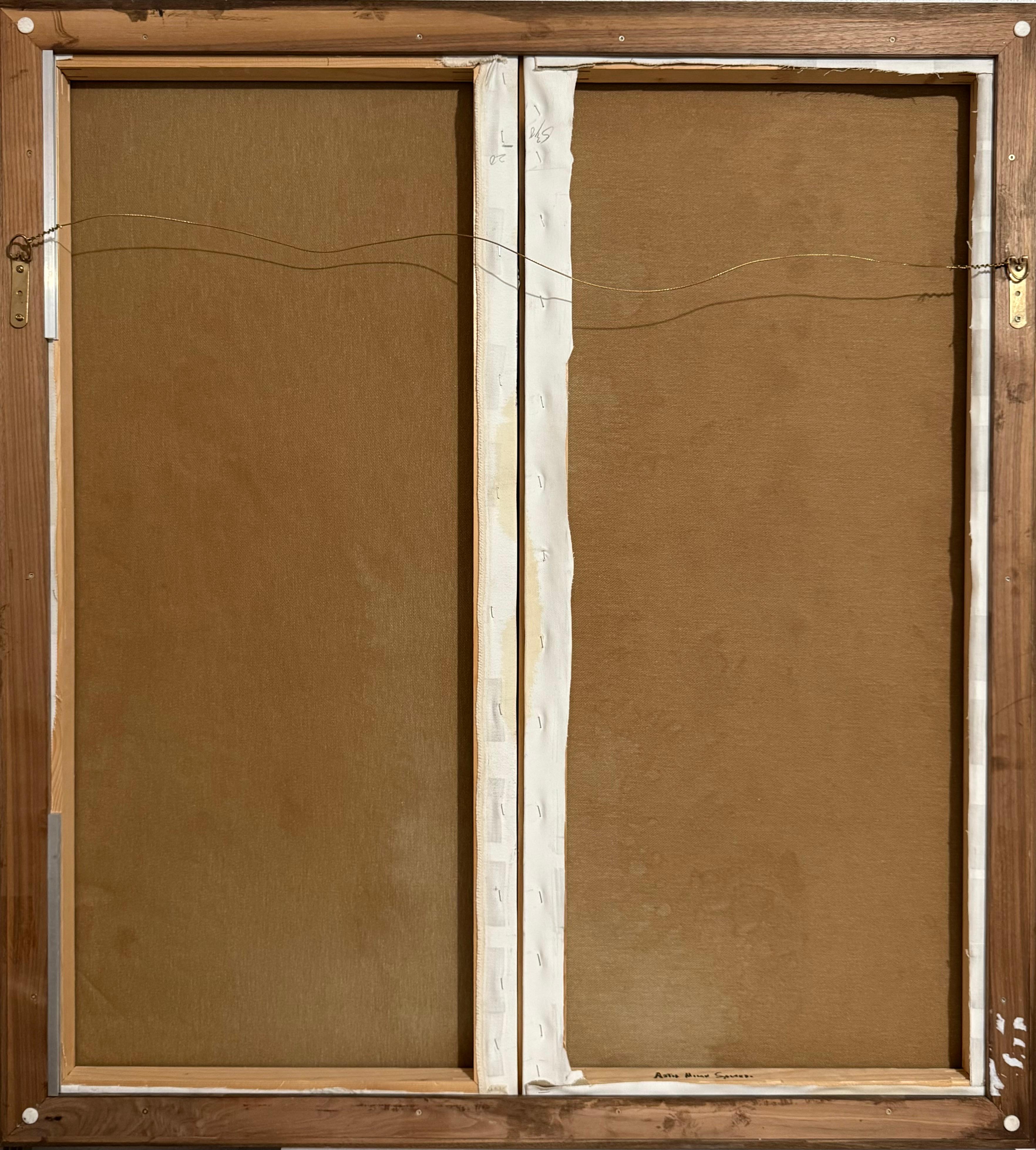 Grand diptyque latino-américain Peinture à l'huile moderniste abstraite Astor Milan Salcedo en vente 17