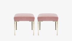 Astor Petite Brass Ottoman in Blush Mohair by Montage