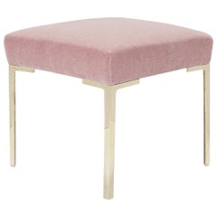 Astor Petite Brass Ottoman in Blush Mohair by Montage