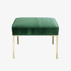 Astor Square Brass Ottoman in Emerald Velvet by Montage