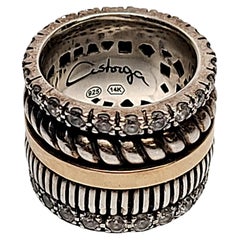 Vintage Astorga Jewels Portugal Sterling Silver 14K CZ Spinning Ring Size 6