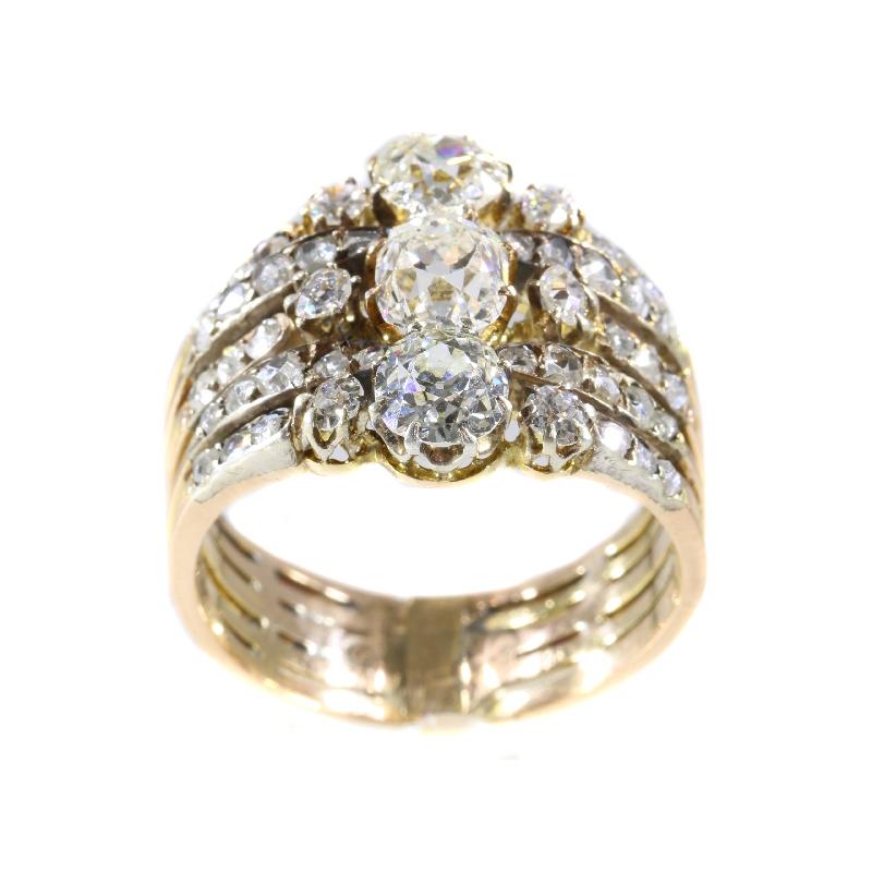 Old European Cut Astounding Victorian Diamond Ring with a Total Diamond Weight of 2.70 Carat