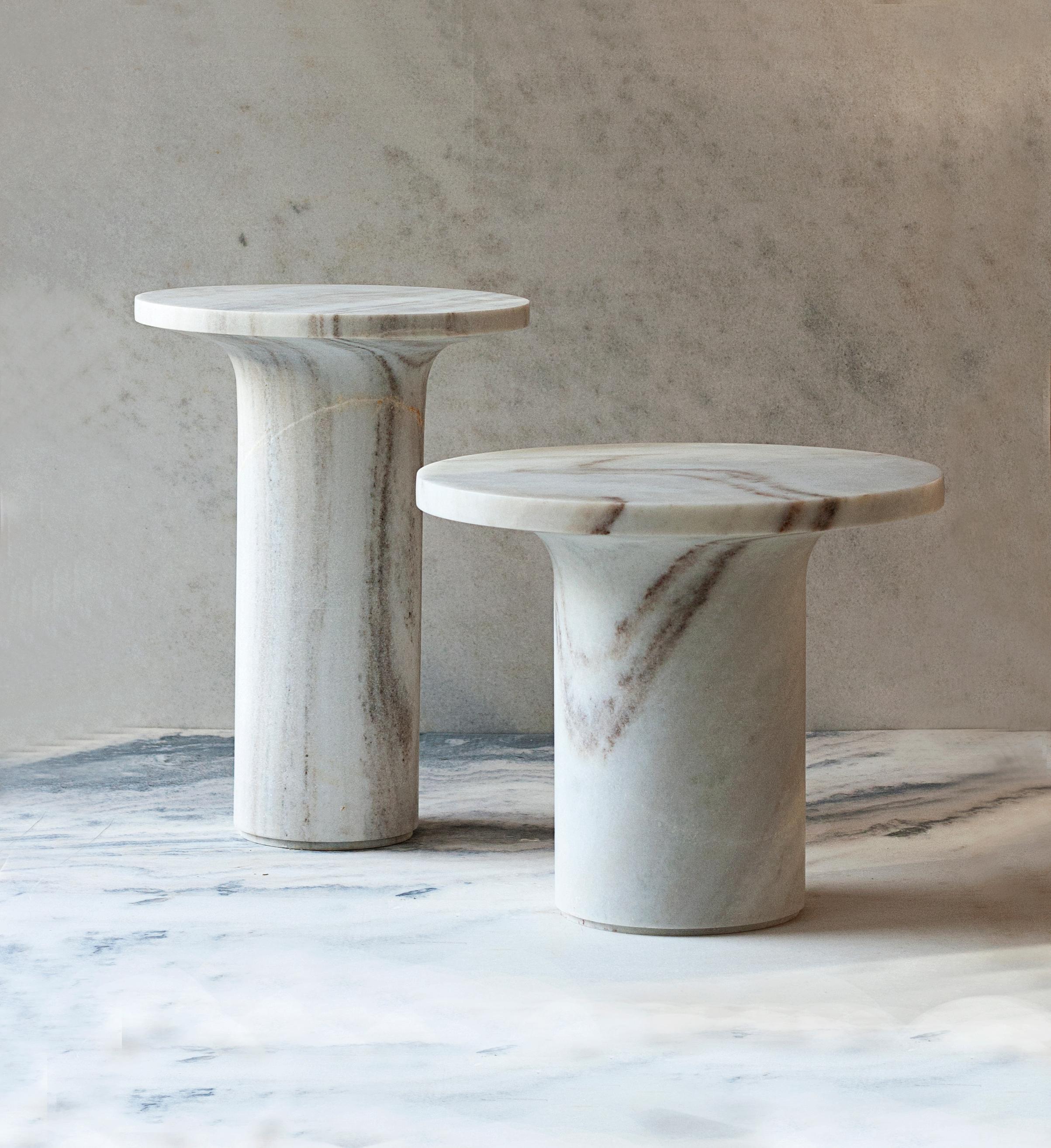 Indian Astra Cocktail Table in Mist White Marble For Sale