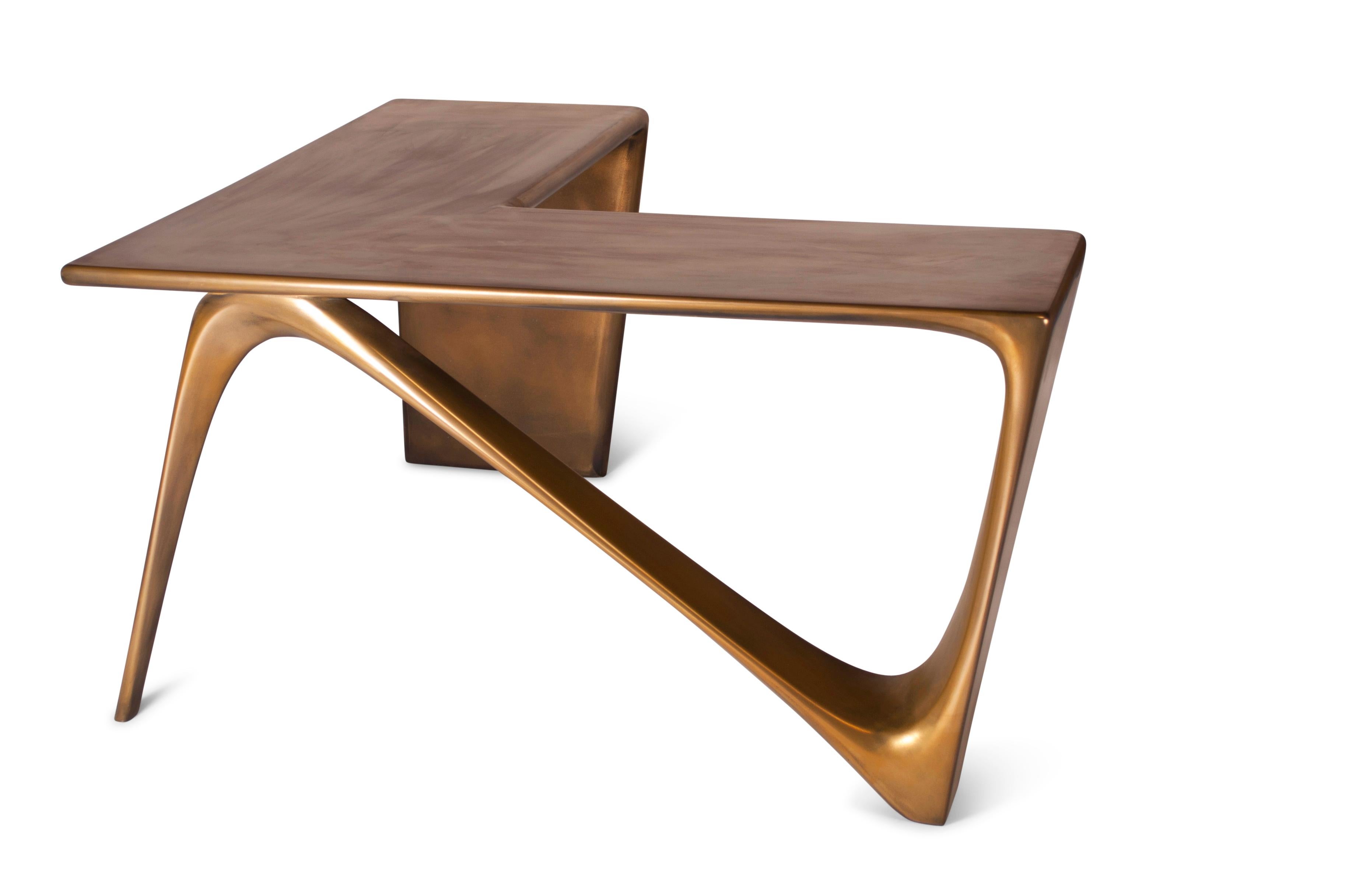 l shaped gold desk