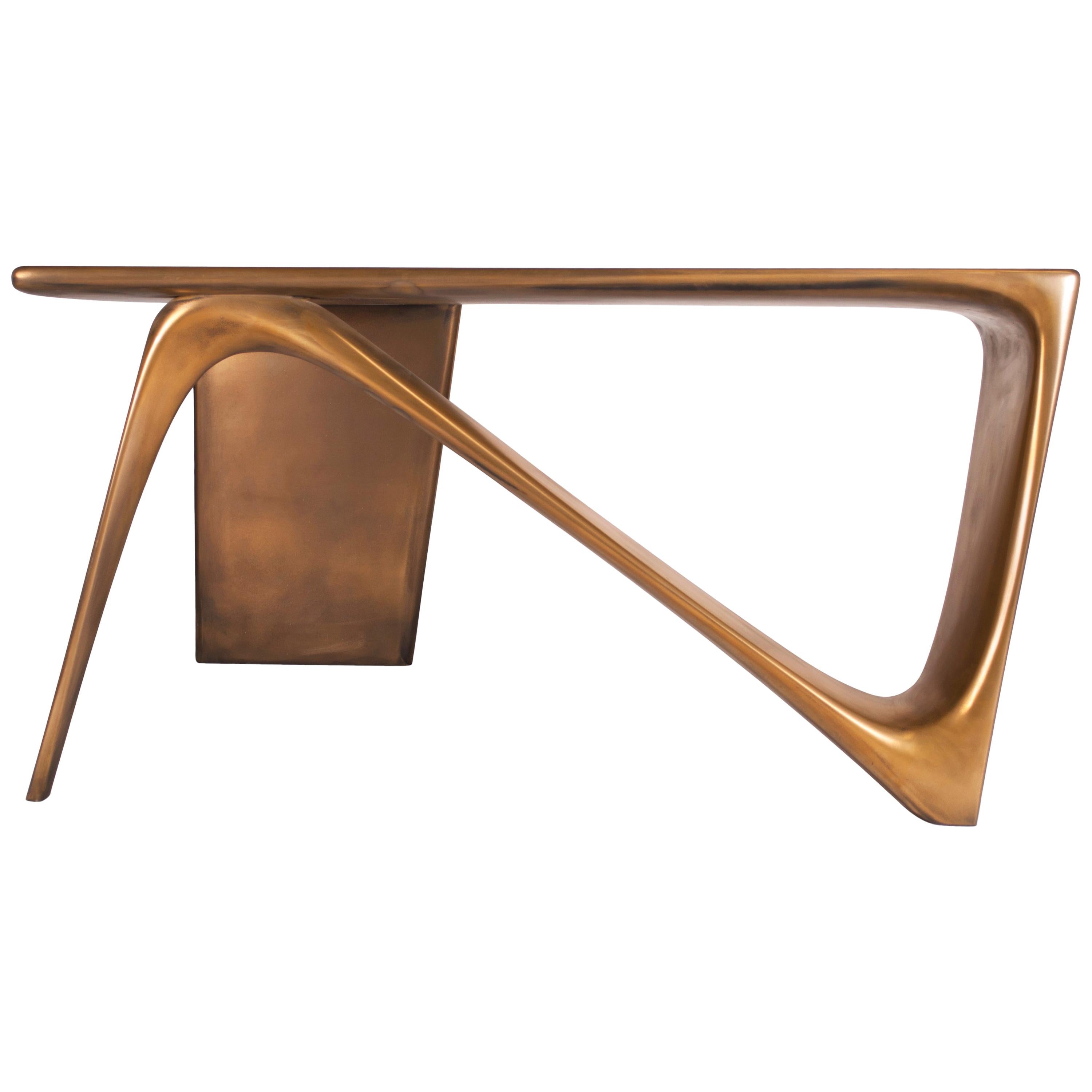 Amorph Astra Desk Contemporary, Gold Finish,  L Shape