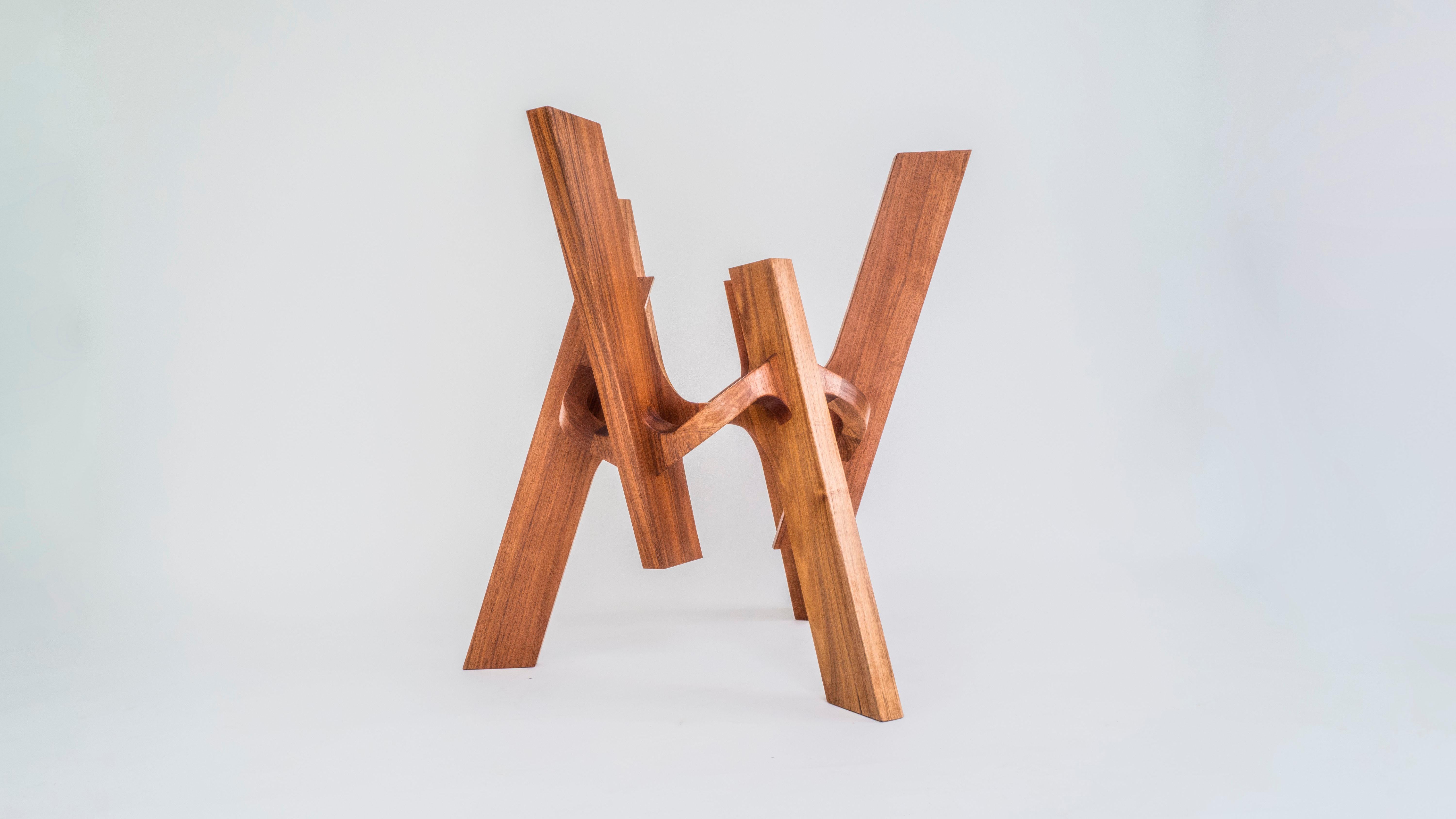 Contemporary Astra, Geometric Sculptural Center Table Made of Solid Wood by Pedro Cerisola For Sale
