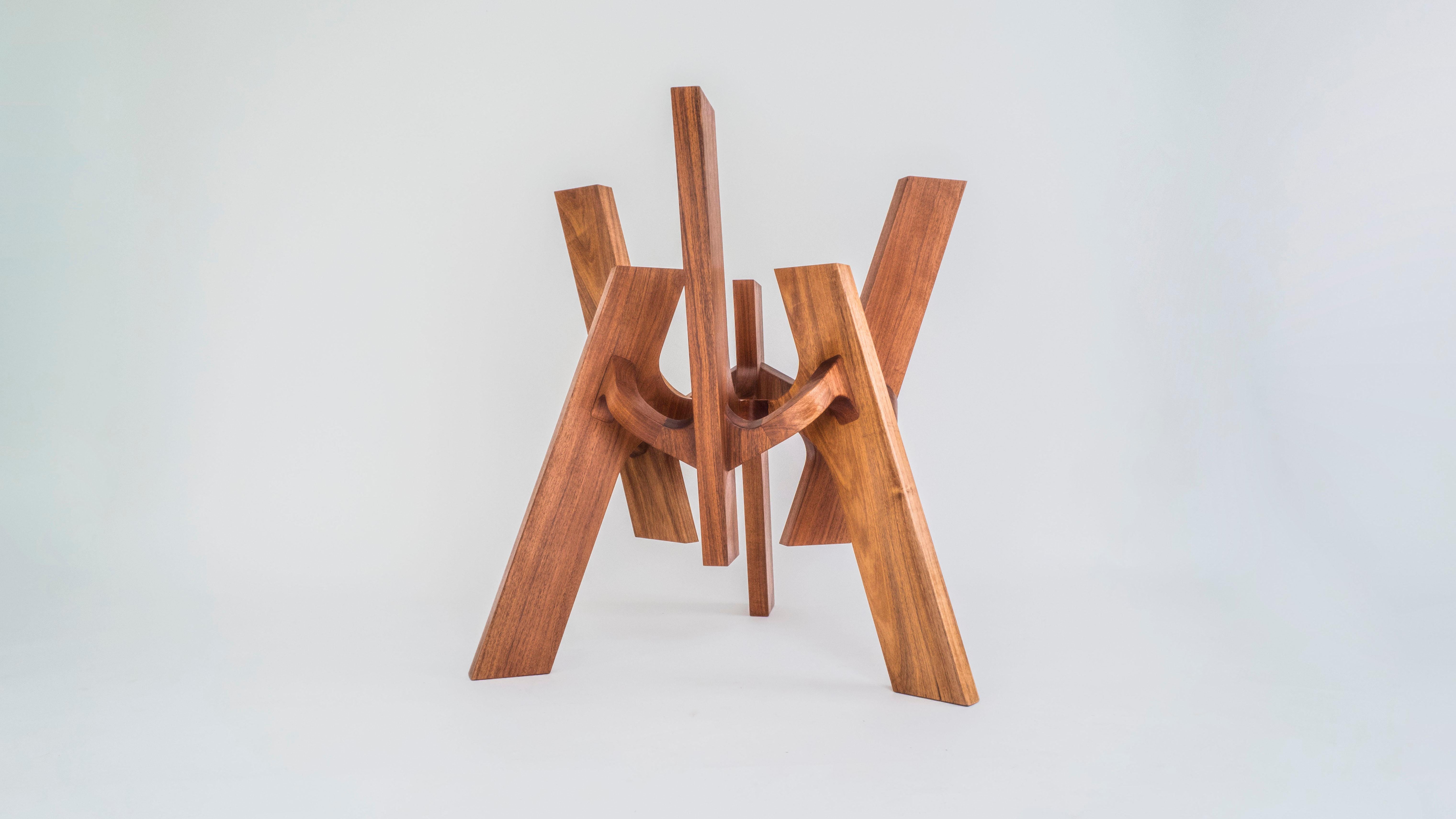 Poplar Astra, Geometric Sculptural Center Table Made of Solid Wood by Pedro Cerisola For Sale