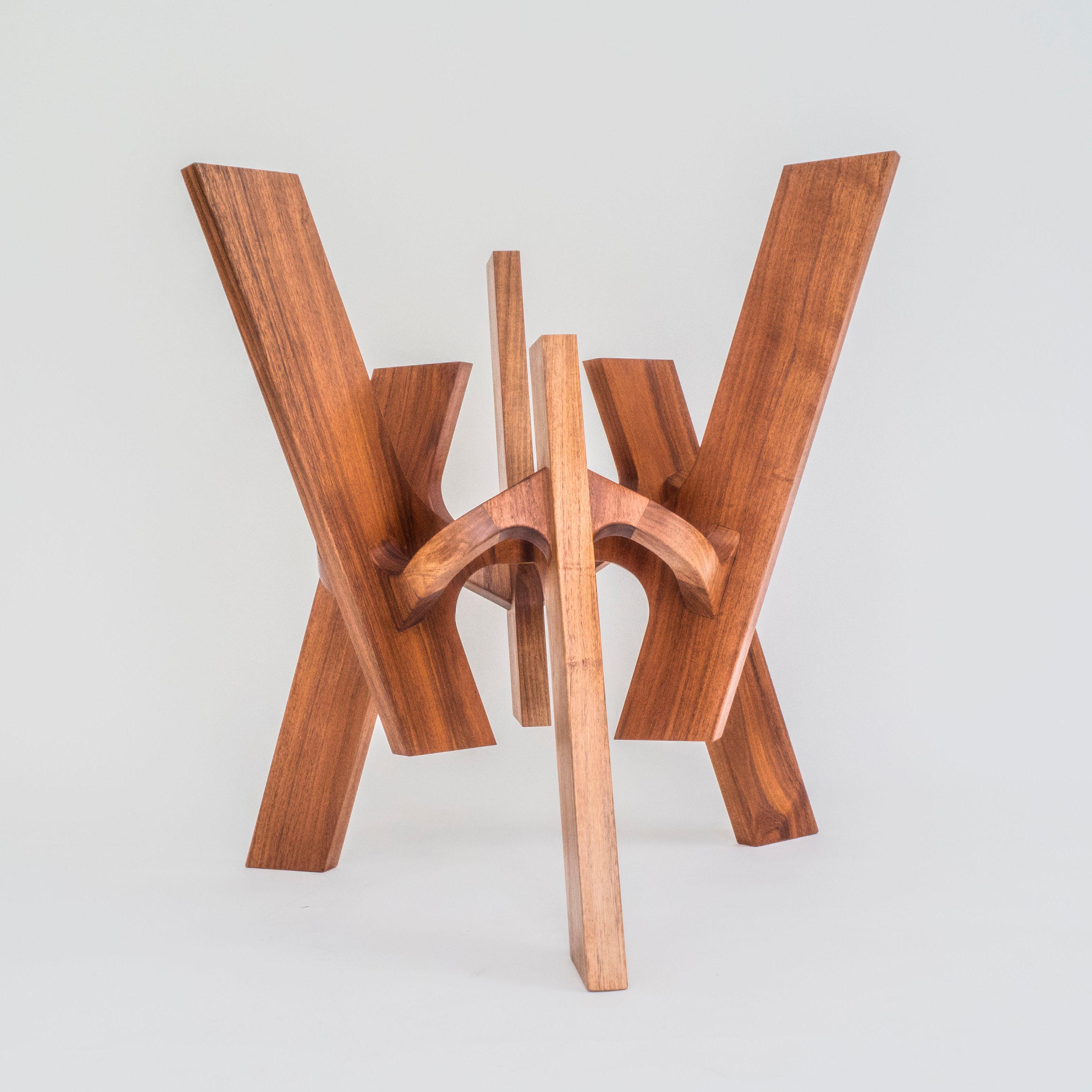 Astra, Geometric Sculptural Center Table Made of Solid Wood by Pedro Cerisola For Sale 1