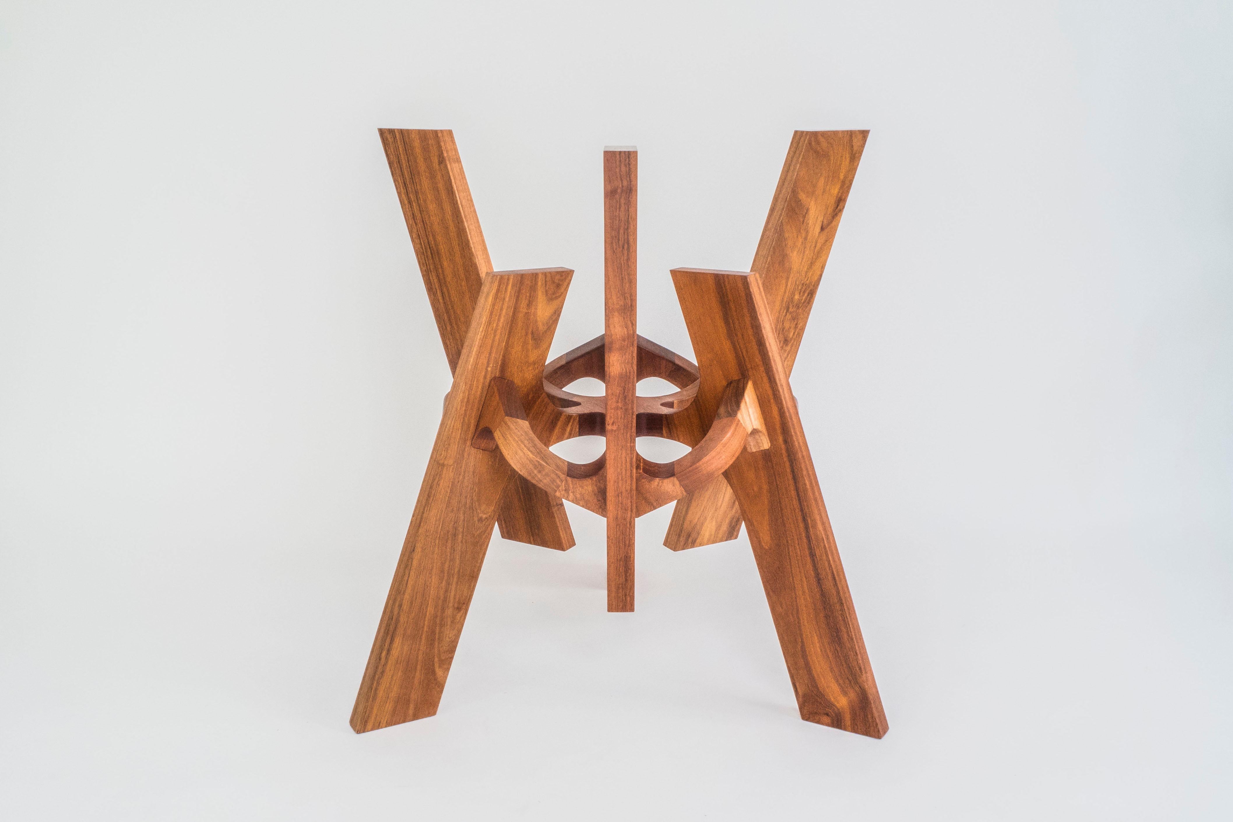 Astra, Geometric Sculptural Center Table Made of Solid Wood by Pedro Cerisola For Sale 2