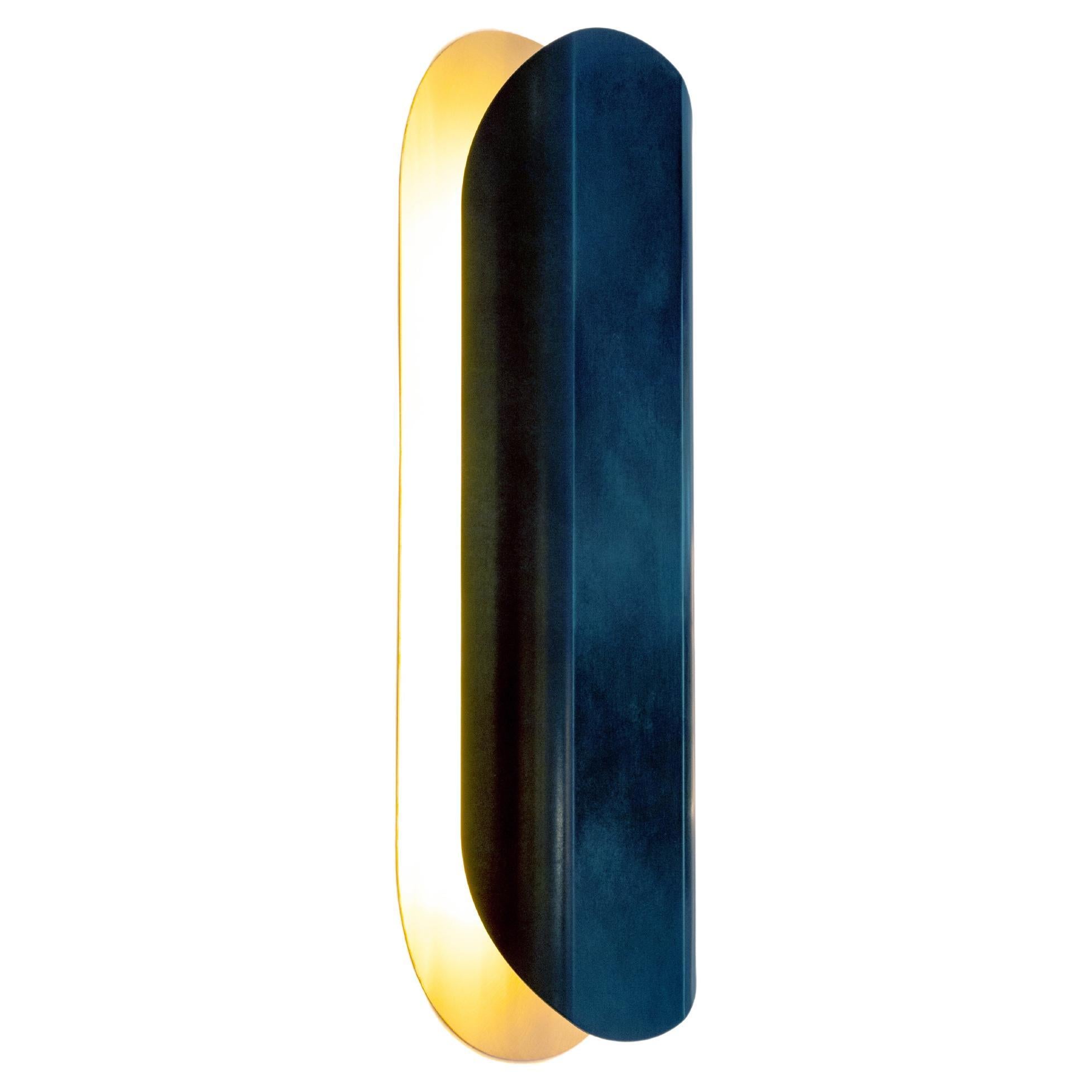 Astra Mega Marbled Blue Brass Sconce Designed by Victoria Magniant For Sale