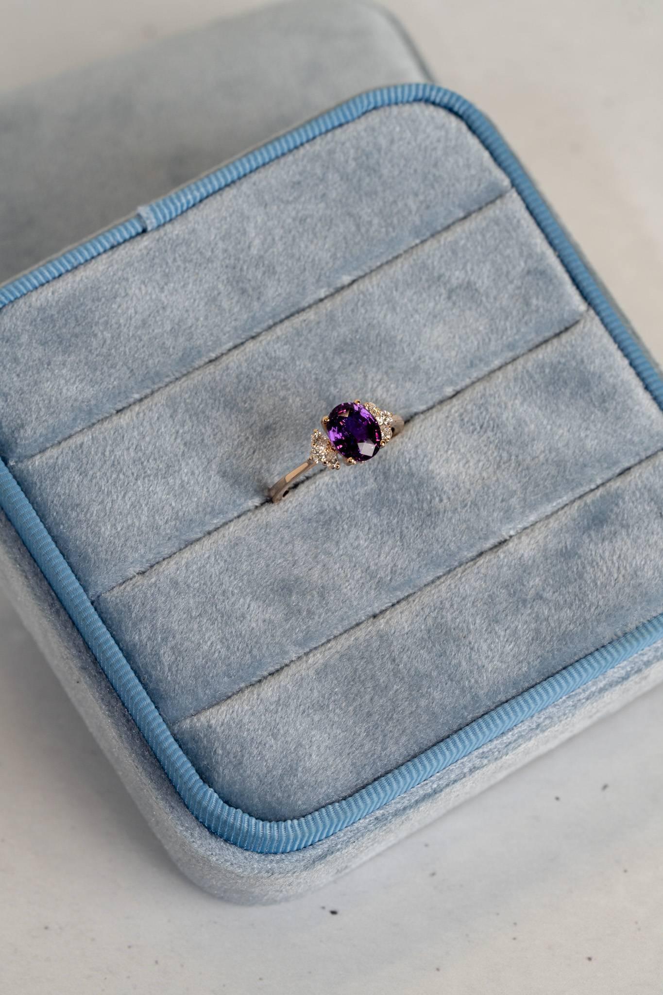 For Sale:  Astra Purple Sapphire And Diamond Engagement Ring 3