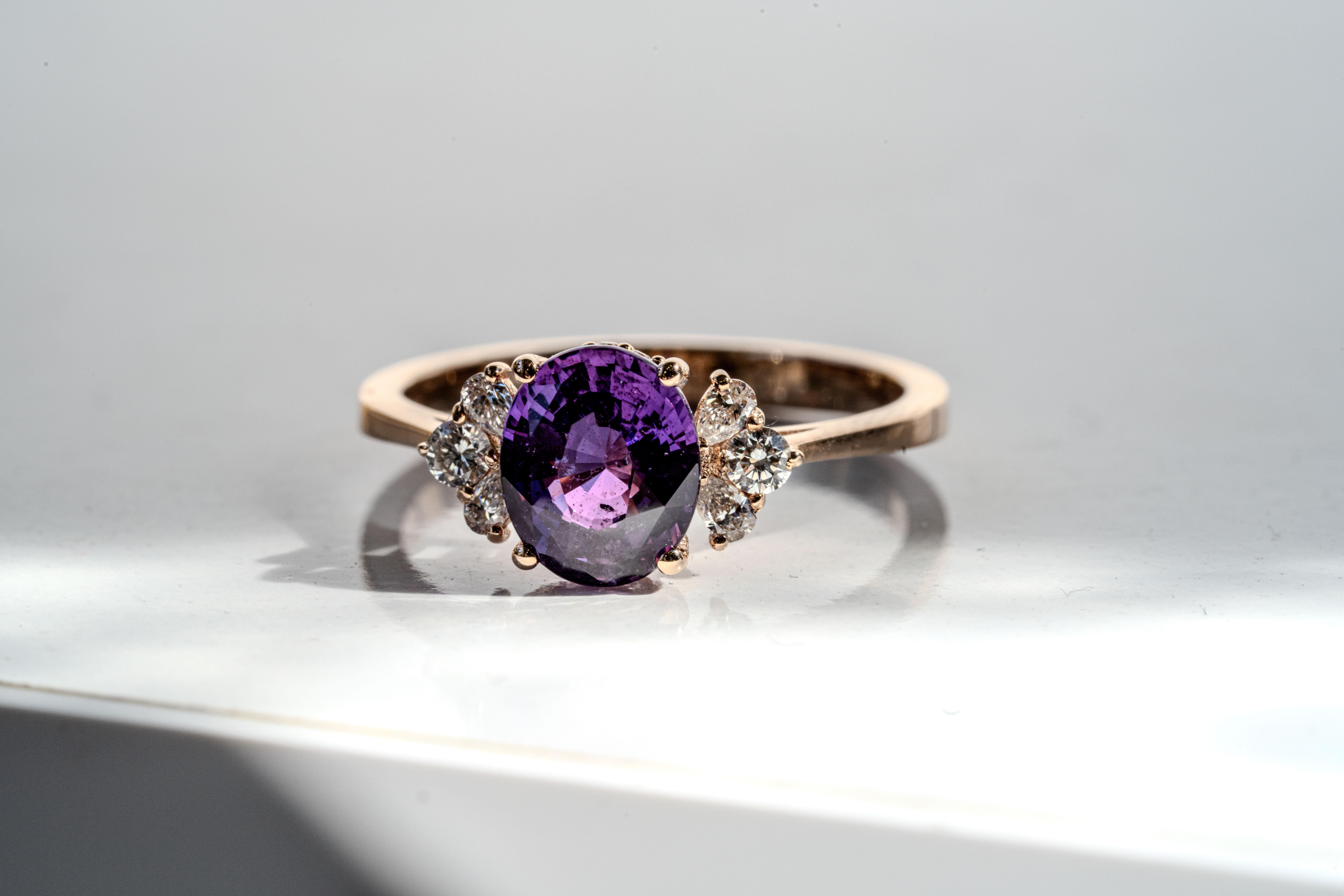 For Sale:  Astra Purple Sapphire And Diamond Engagement Ring 7