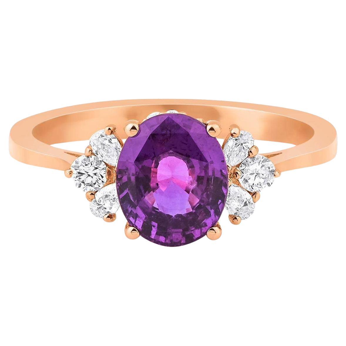For Sale:  Astra Purple Sapphire And Diamond Engagement Ring