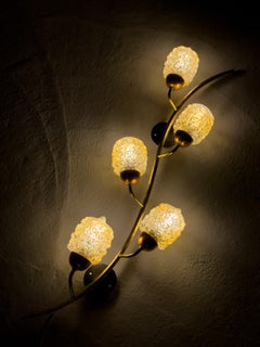Astra, Rare Norwegian Five-Light Brass Wall Lamp, 1940s