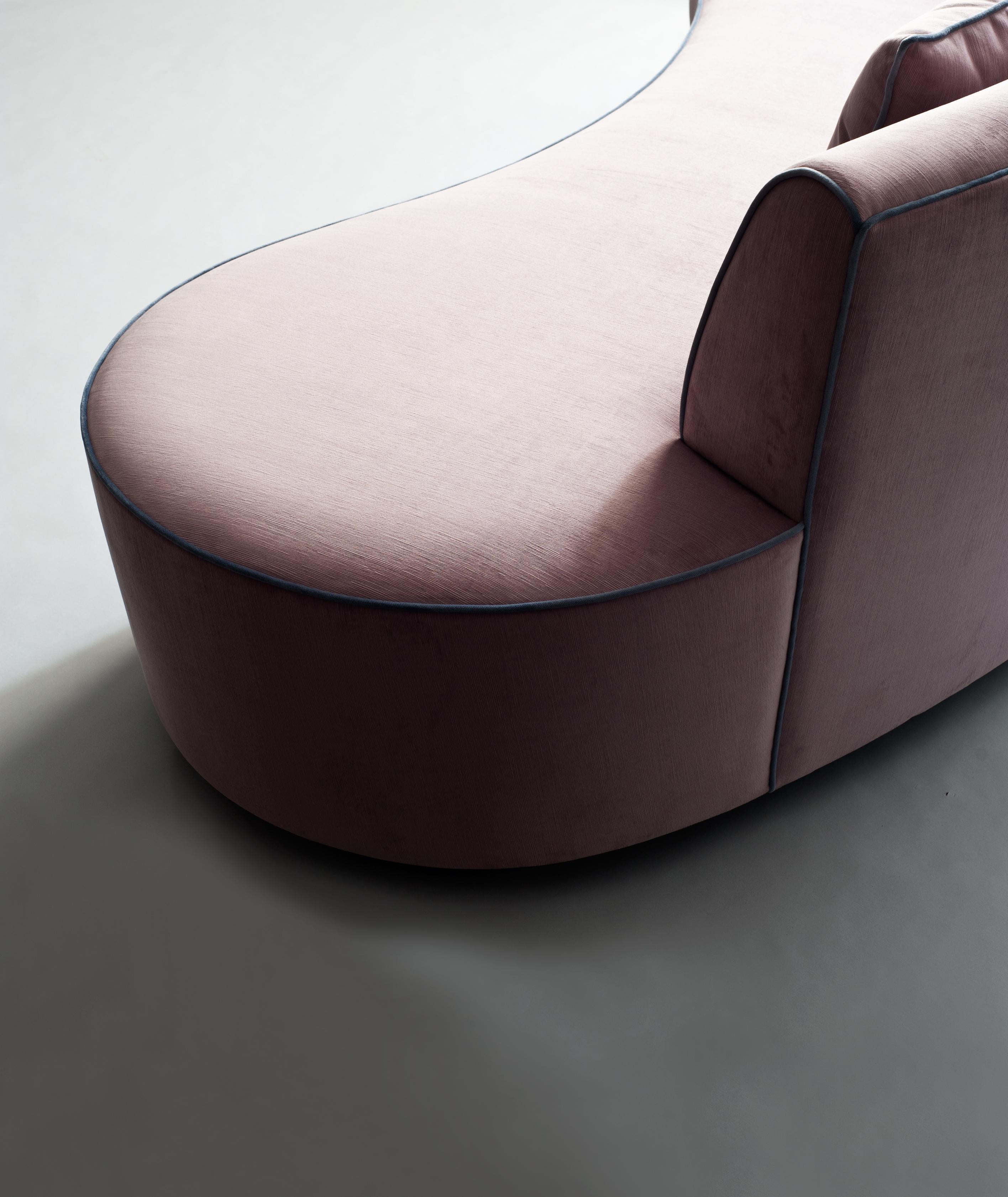 Indian Astra Sofa by DeMuro Das with Curved Back and Plinth Base For Sale