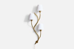 Astra, Wall Light, Brass, Fabric, Norway, 1950s