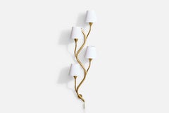 Astra, Wall Light, Brass, Fabric, Norway, 1950s