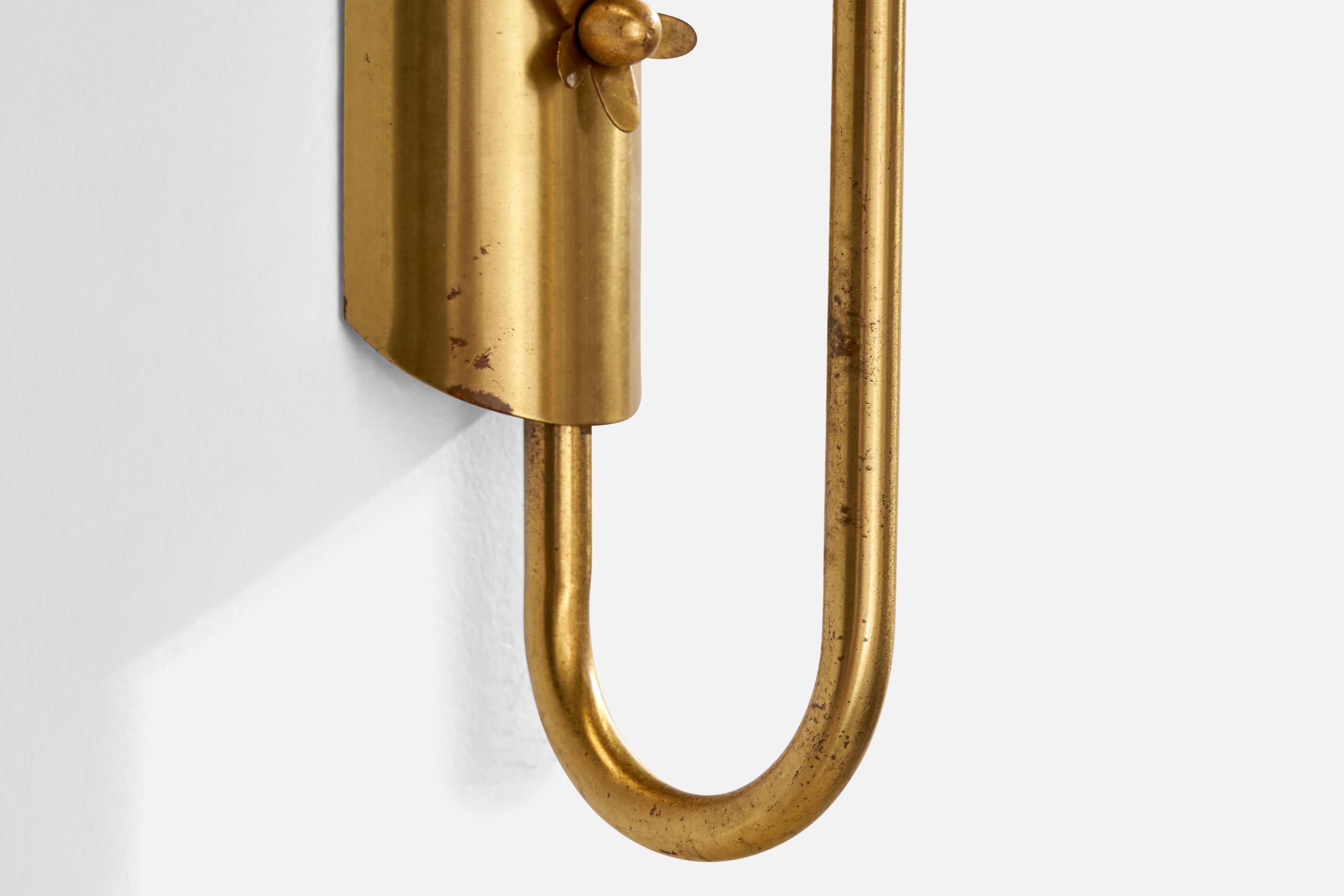 Mid-20th Century Astra, Wall Light, Brass, Glass, Norway, 1940s For Sale