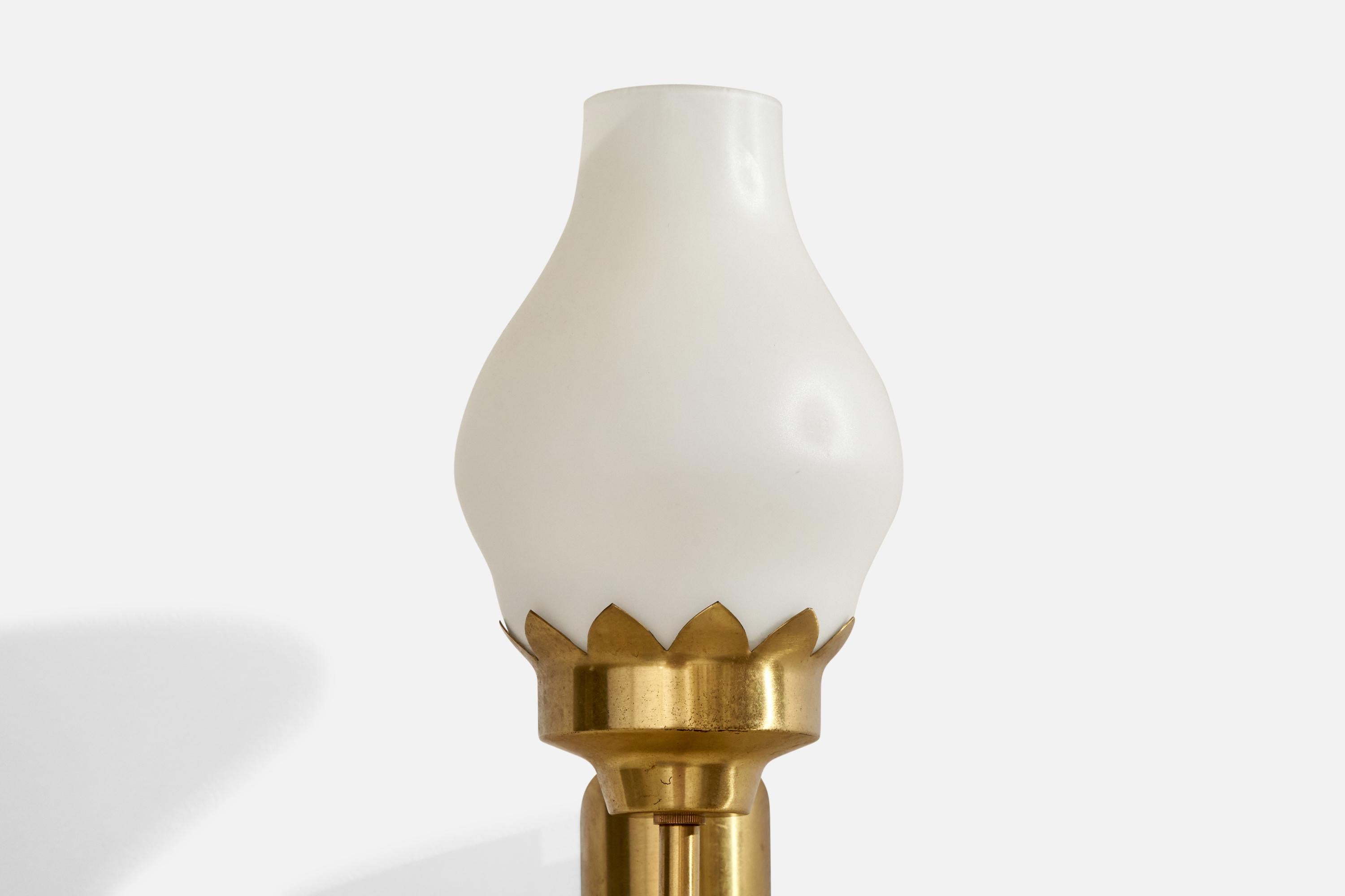 Astra, Wall Light, Brass, Glass, Norway, 1940s For Sale 1