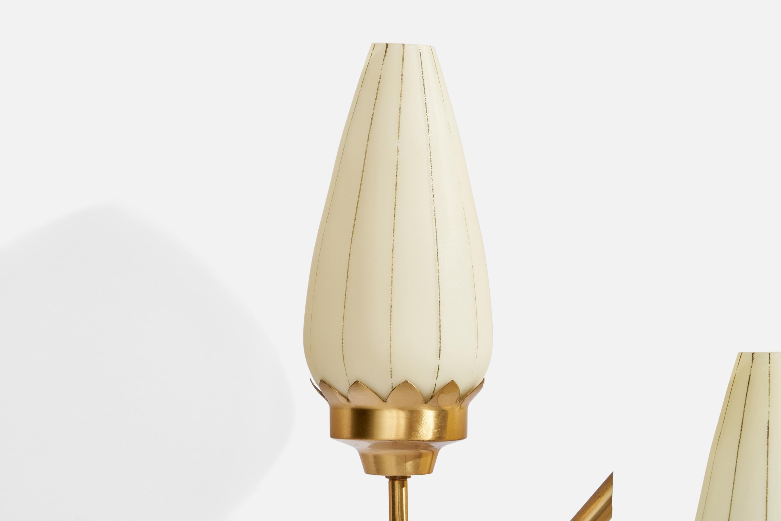 Astra, Wall Light, Brass, Glass, Norway, 1950s For Sale 1