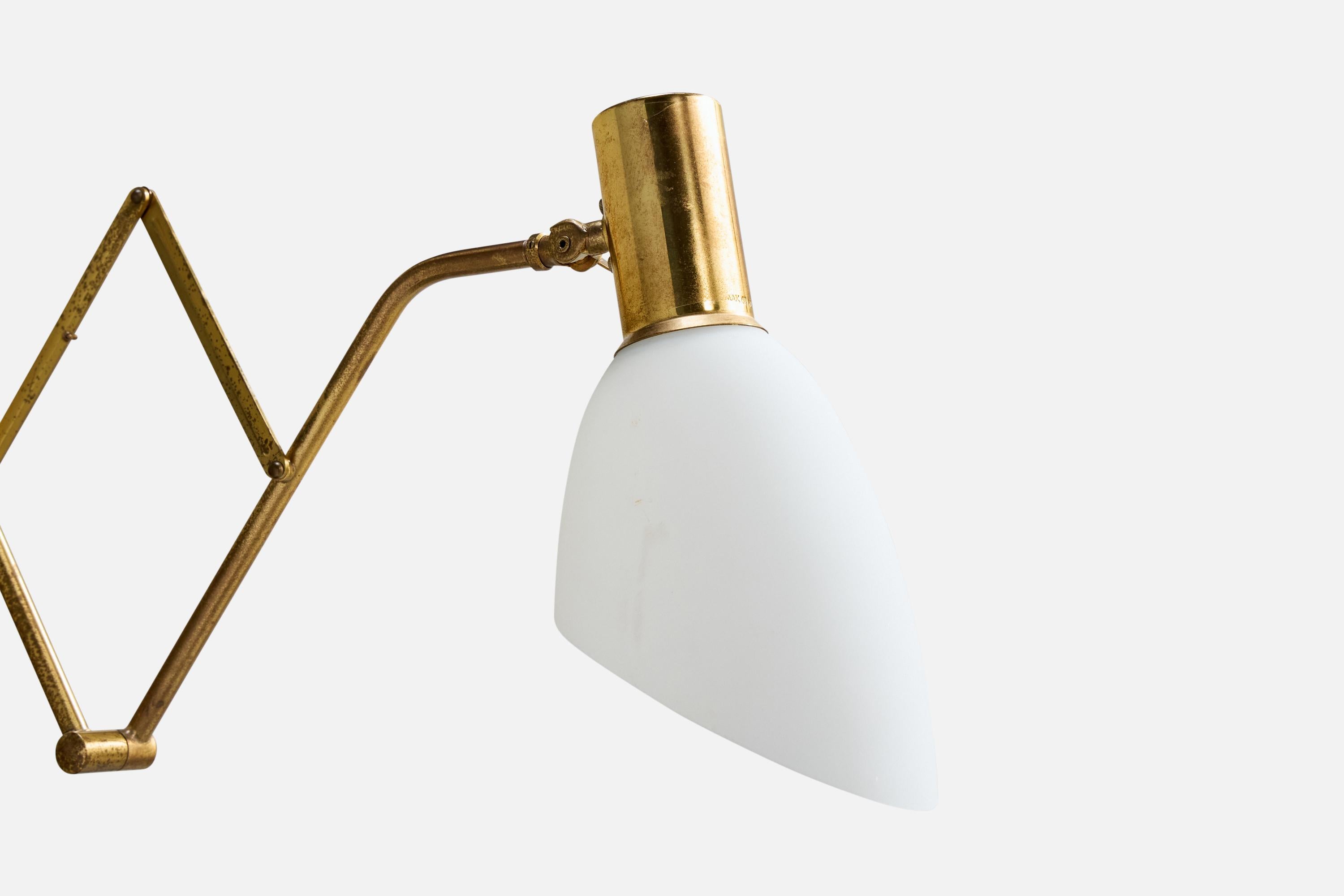 Astra, Wall Light, Brass, Glass, Norway, 1950s For Sale 3