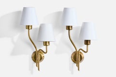 Astra, Wall Lights, Brass, Fabric, Norway, 1950s