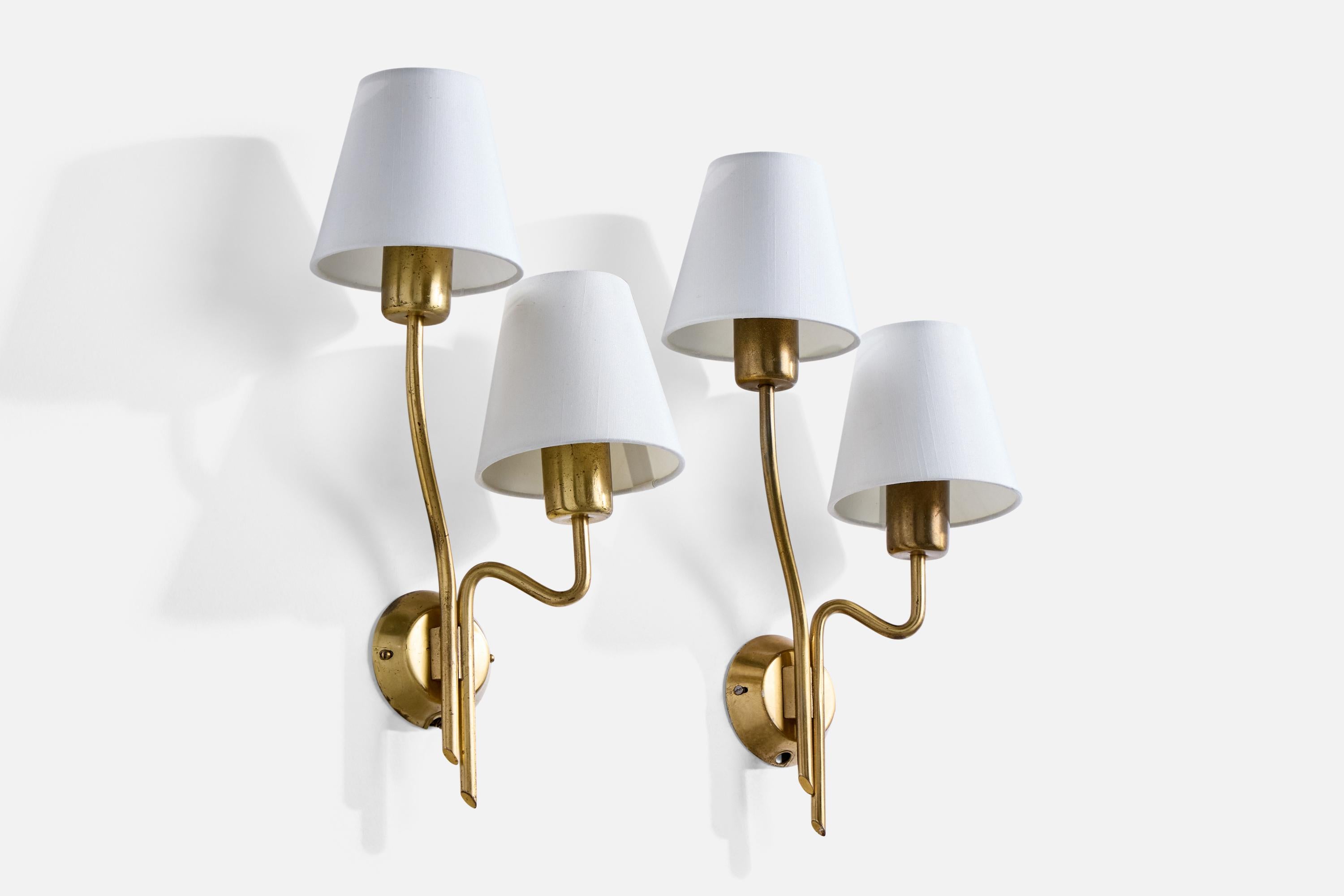 Mid-Century Modern Astra, appliques, laiton, tissu, Norvège, années 1950 en vente