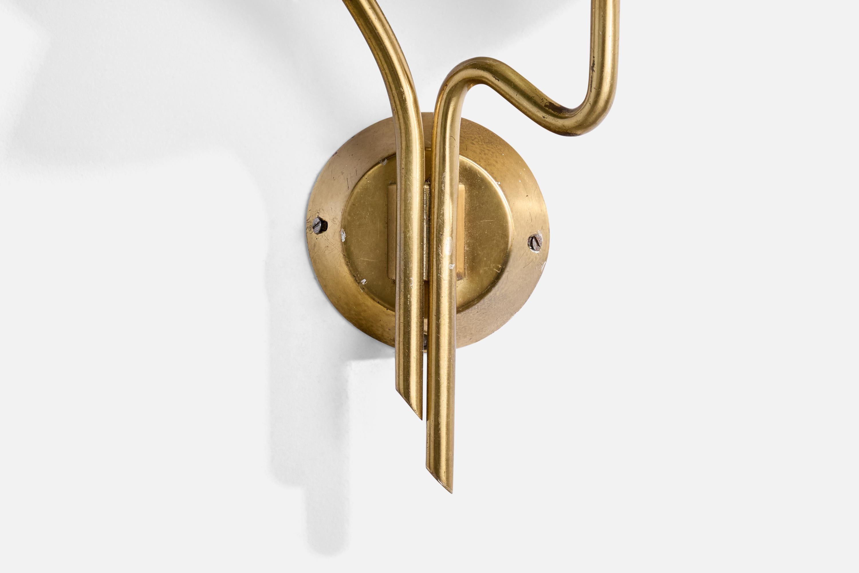 Milieu du XXe siècle Astra, appliques, laiton, tissu, Norvège, années 1950 en vente
