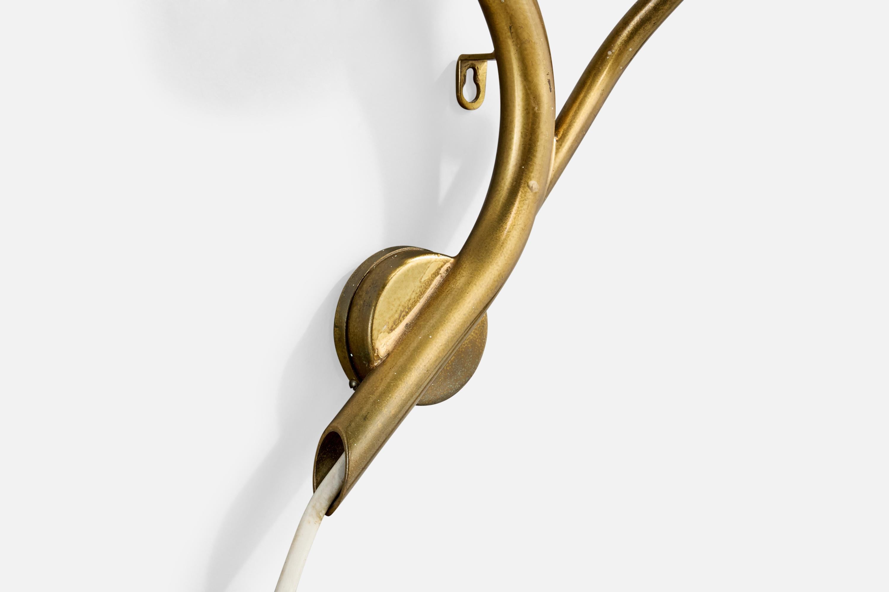 Mid-20th Century Astra, Wall Lights, Brass, Fabric, Norway, 1950s For Sale