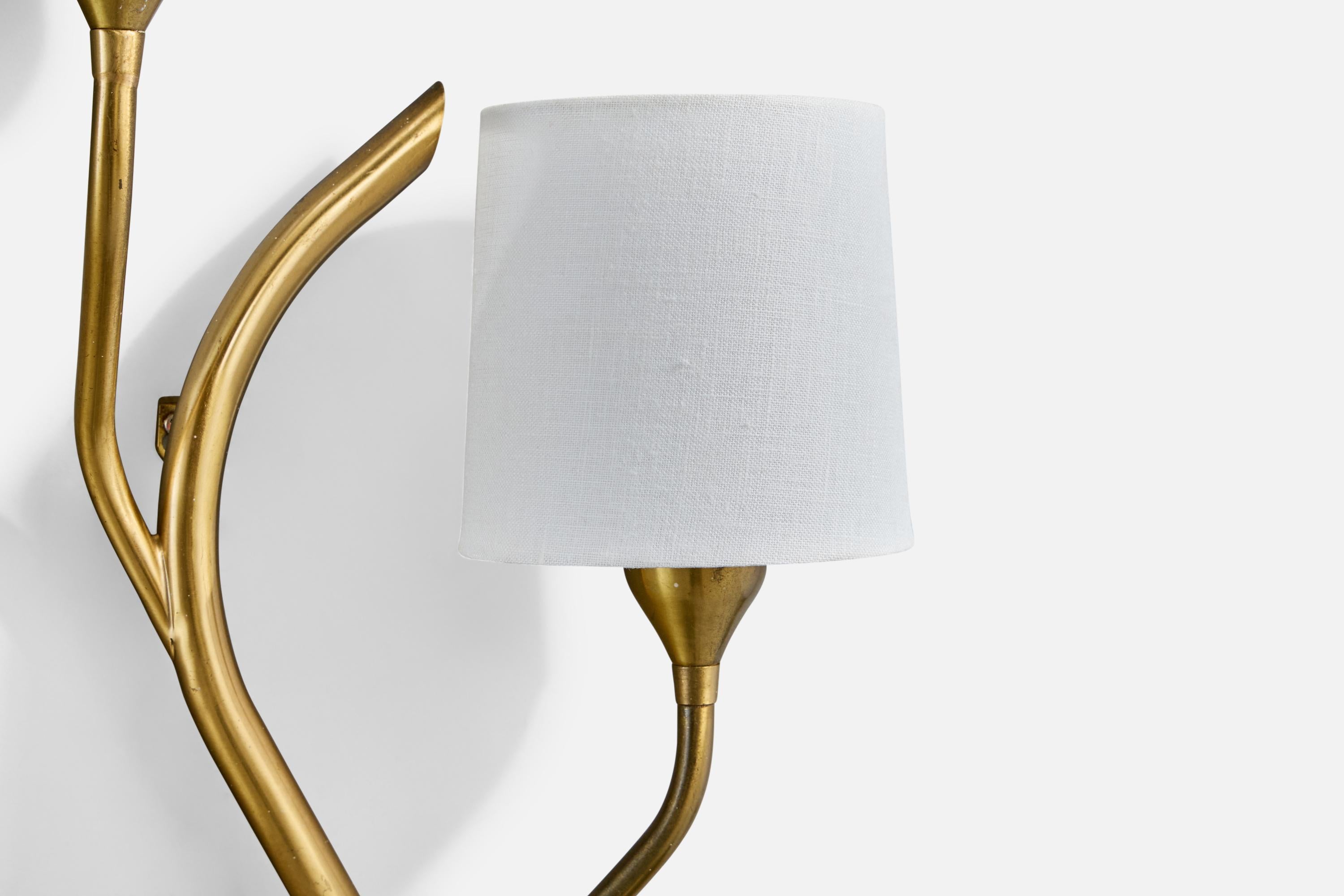 Astra, Wall Lights, Brass, Fabric, Norway, 1950s For Sale 2